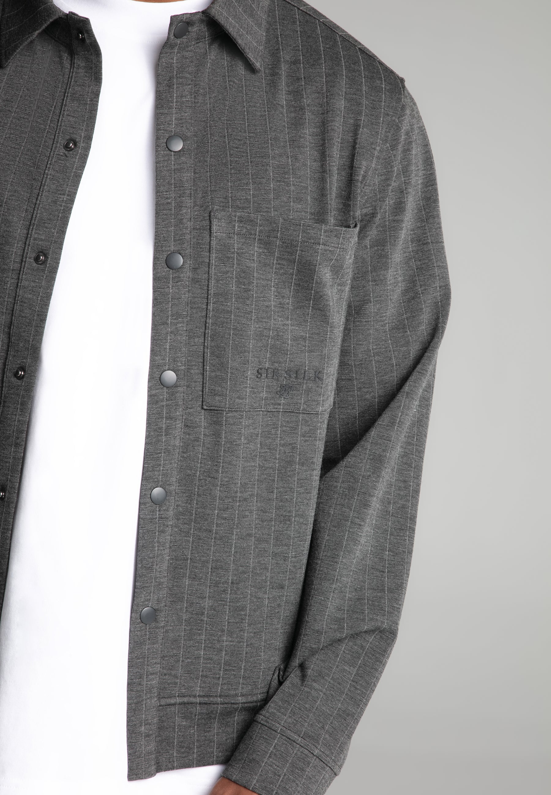 Pinstripe Jacket in Grey Jackets SikSilk