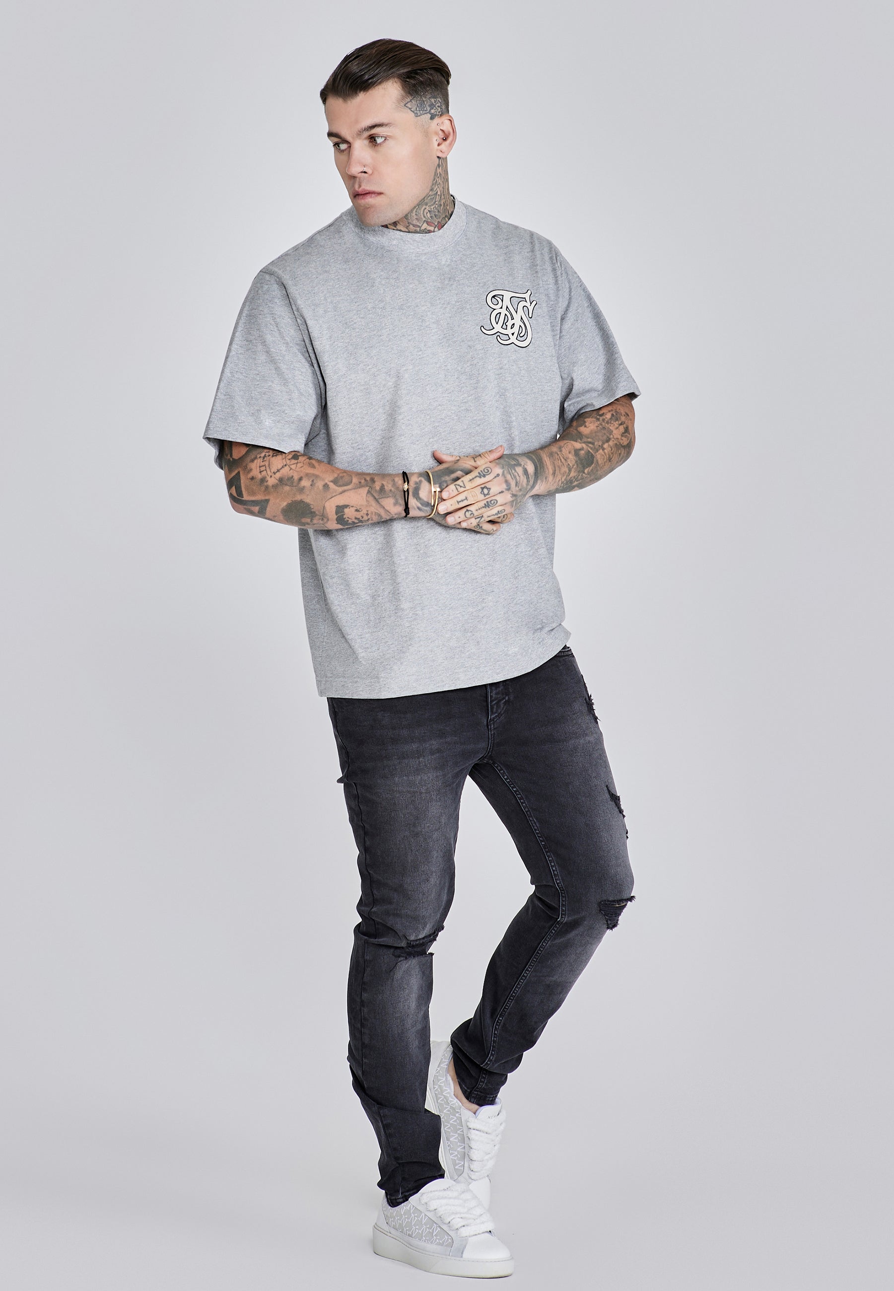 Logo T-Shirt in Grey Marl T-Shirts SikSilk