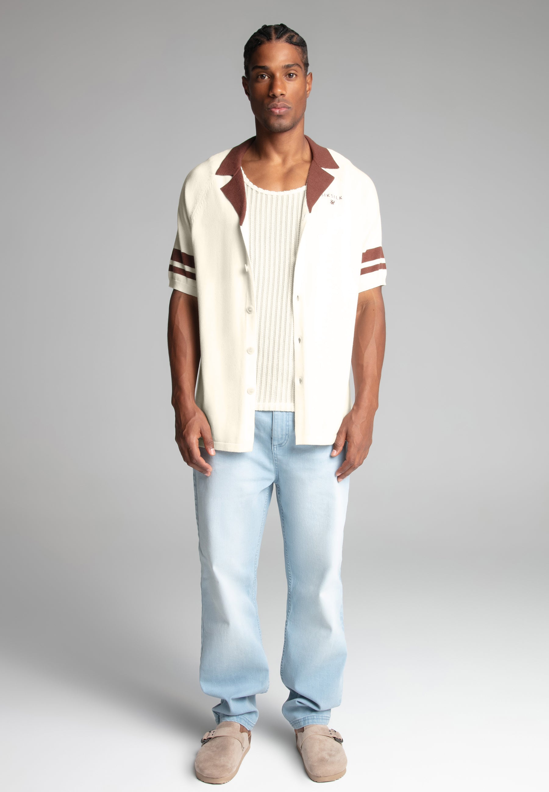 Retro Resort Shirt in Ecru Shirts SikSilk