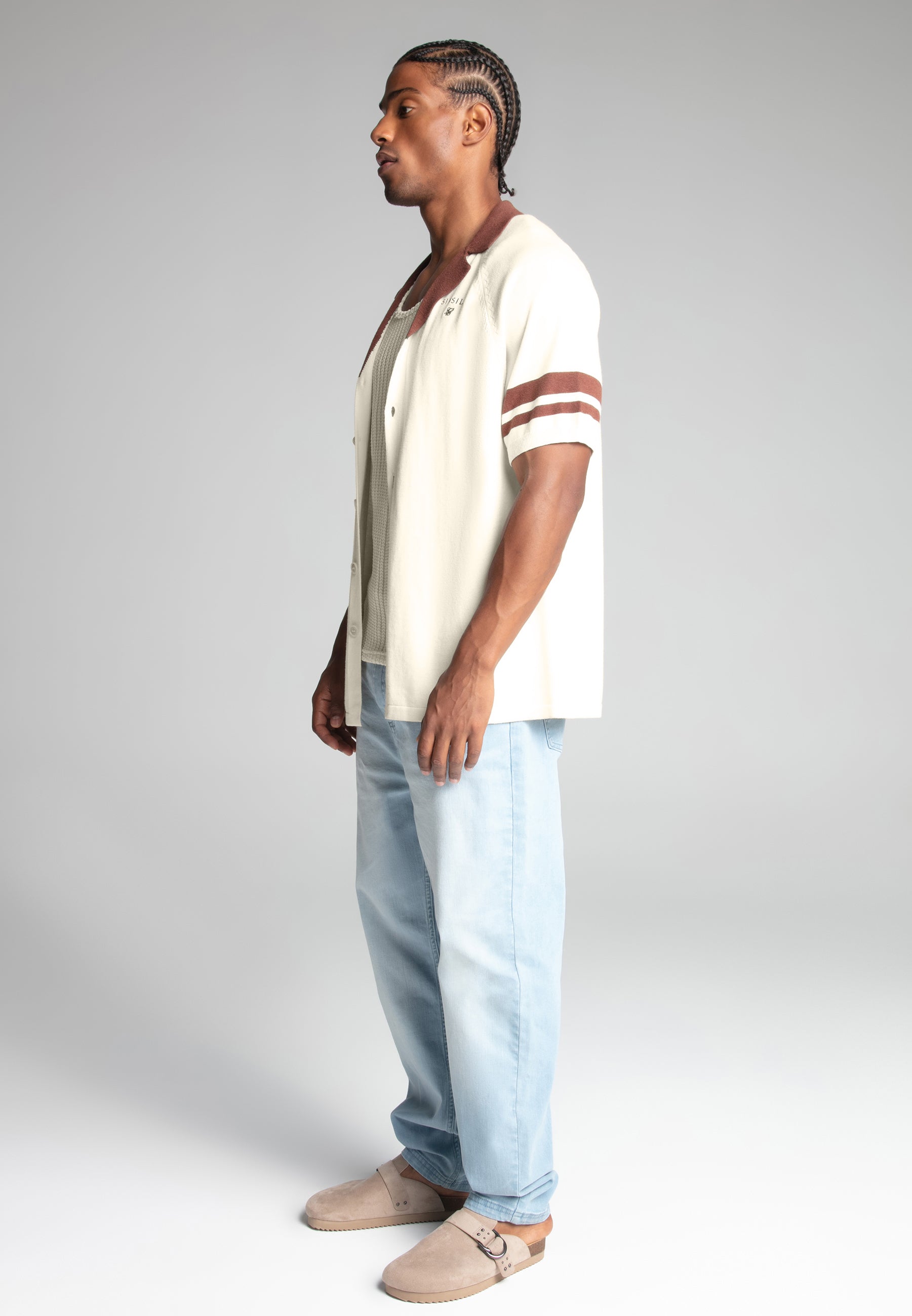 Retro Resort Shirt in Ecru Shirts SikSilk