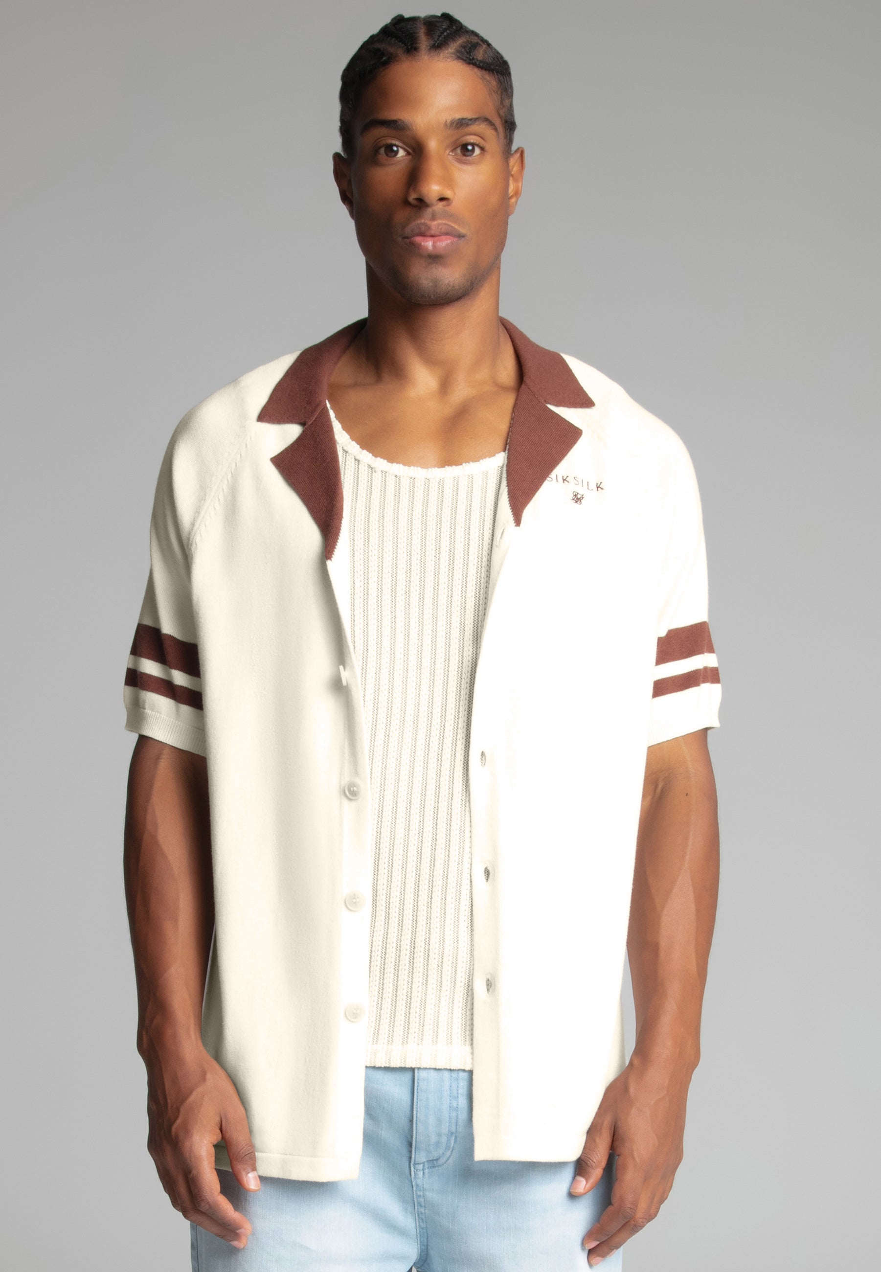 Retro Resort Shirt in Ecru Shirts SikSilk