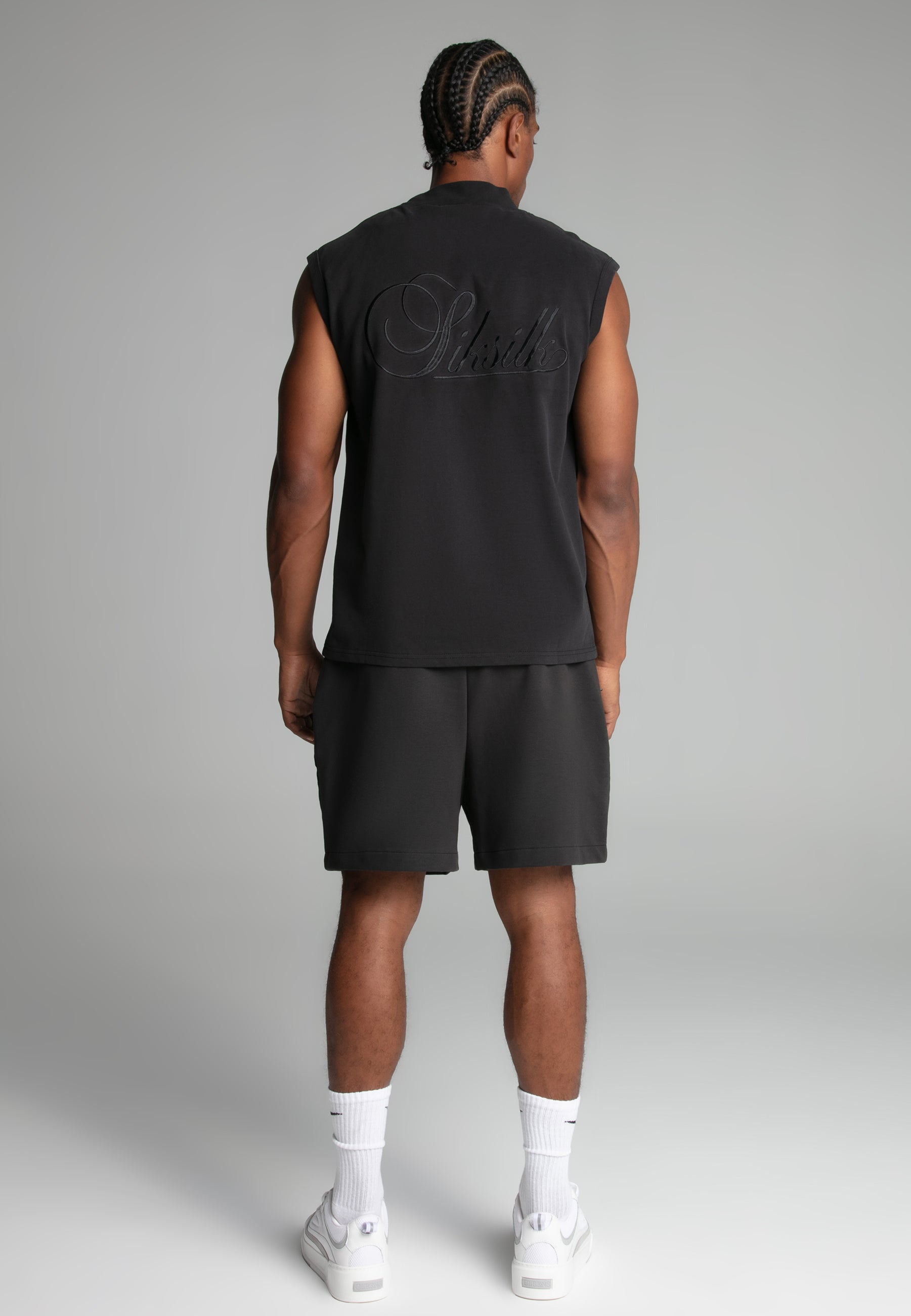 Sleeveless T-Shirt in Washed Black T-Shirts SikSilk