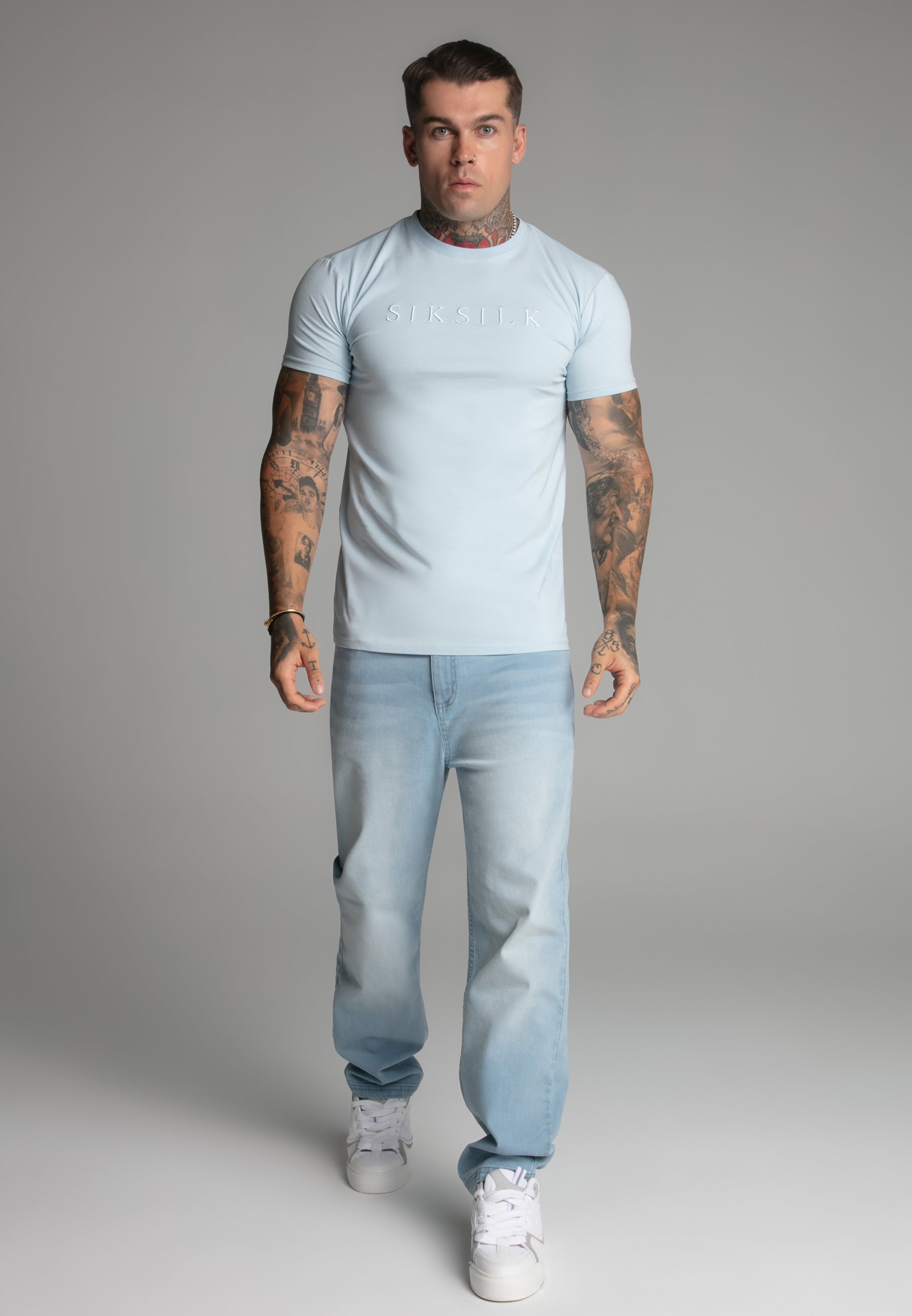 Muscle Fit T-Shirt in Blue T-Shirts SikSilk