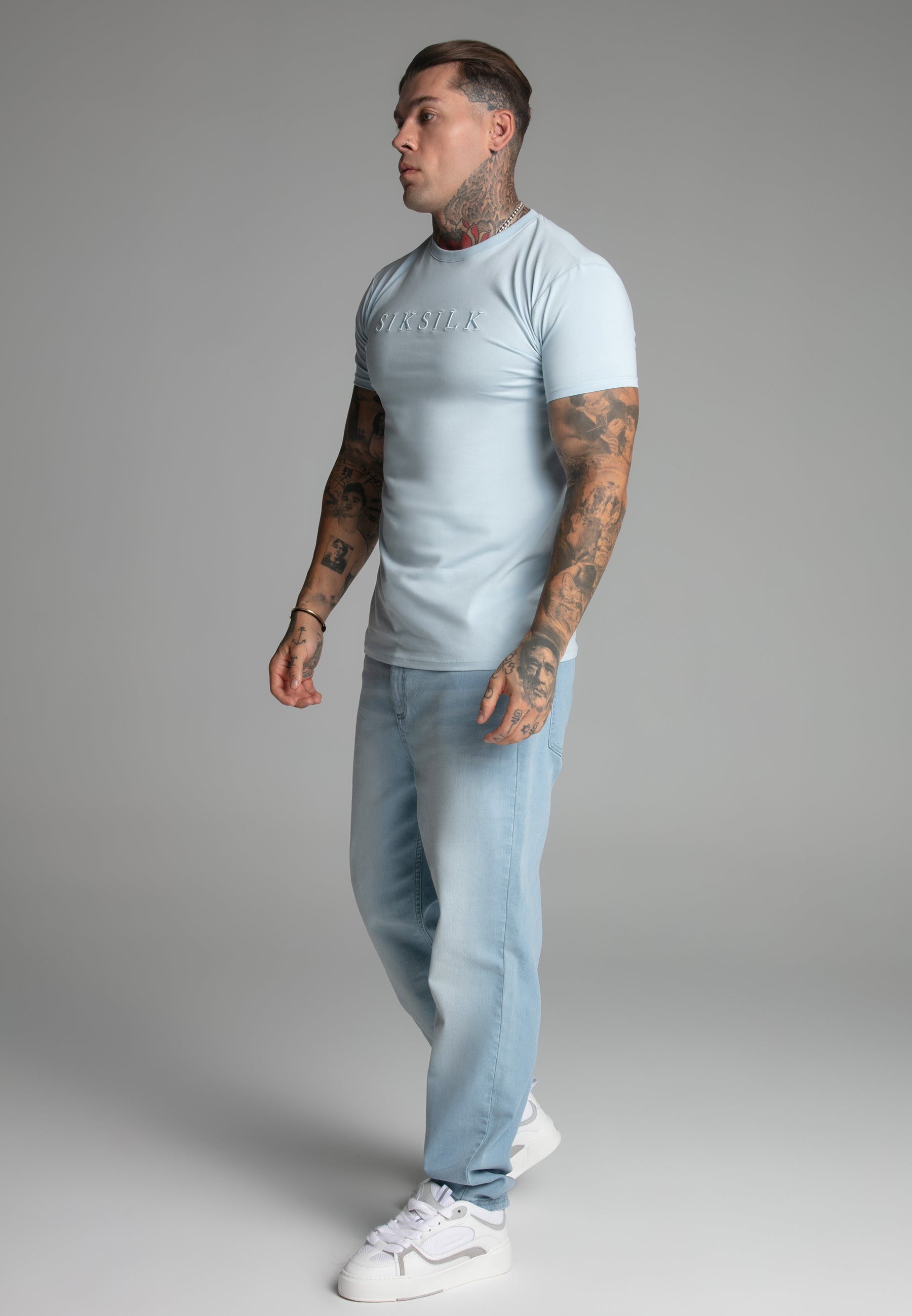 Muscle Fit T-Shirt in Blue T-Shirts SikSilk