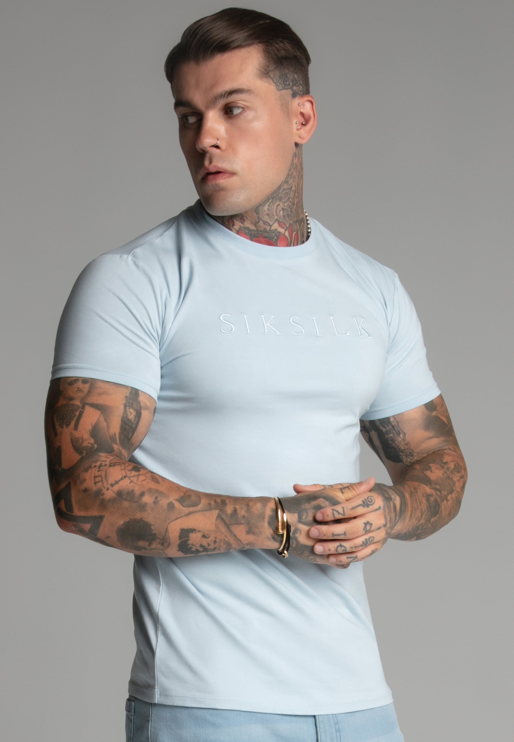 Muscle Fit T-Shirt in Blue T-Shirts SikSilk
