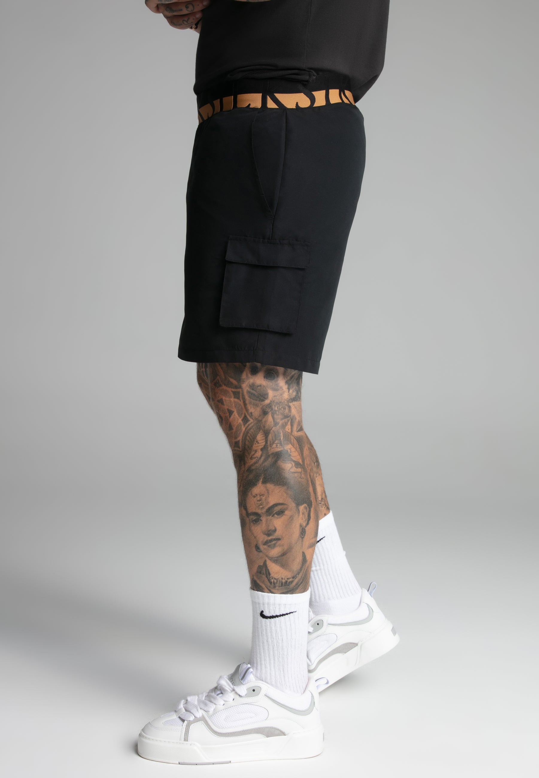 Cargo Swim Short in Black Swimming Trunks SikSilk