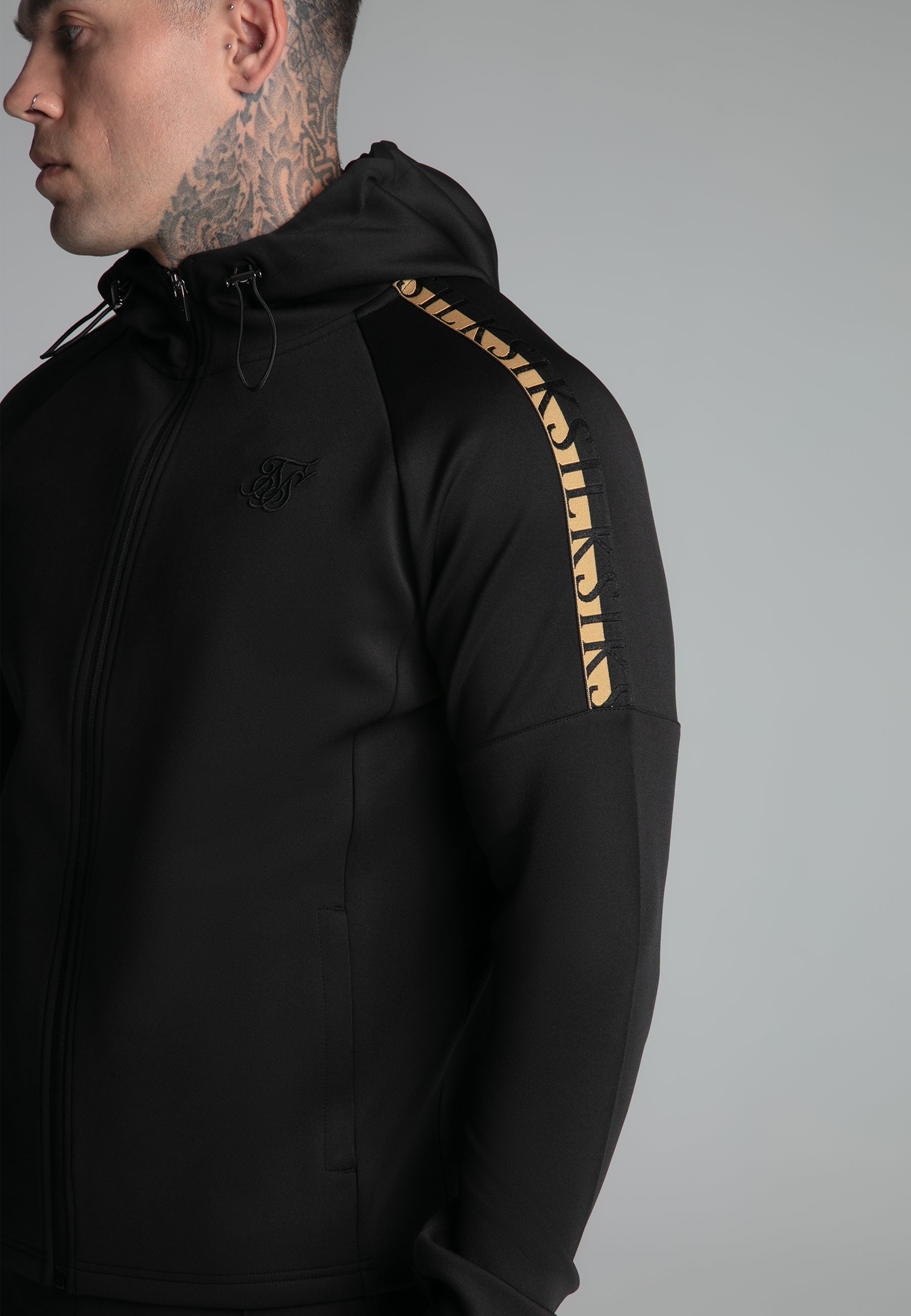Full zip hoodie in black Sweat jackets SikSilk