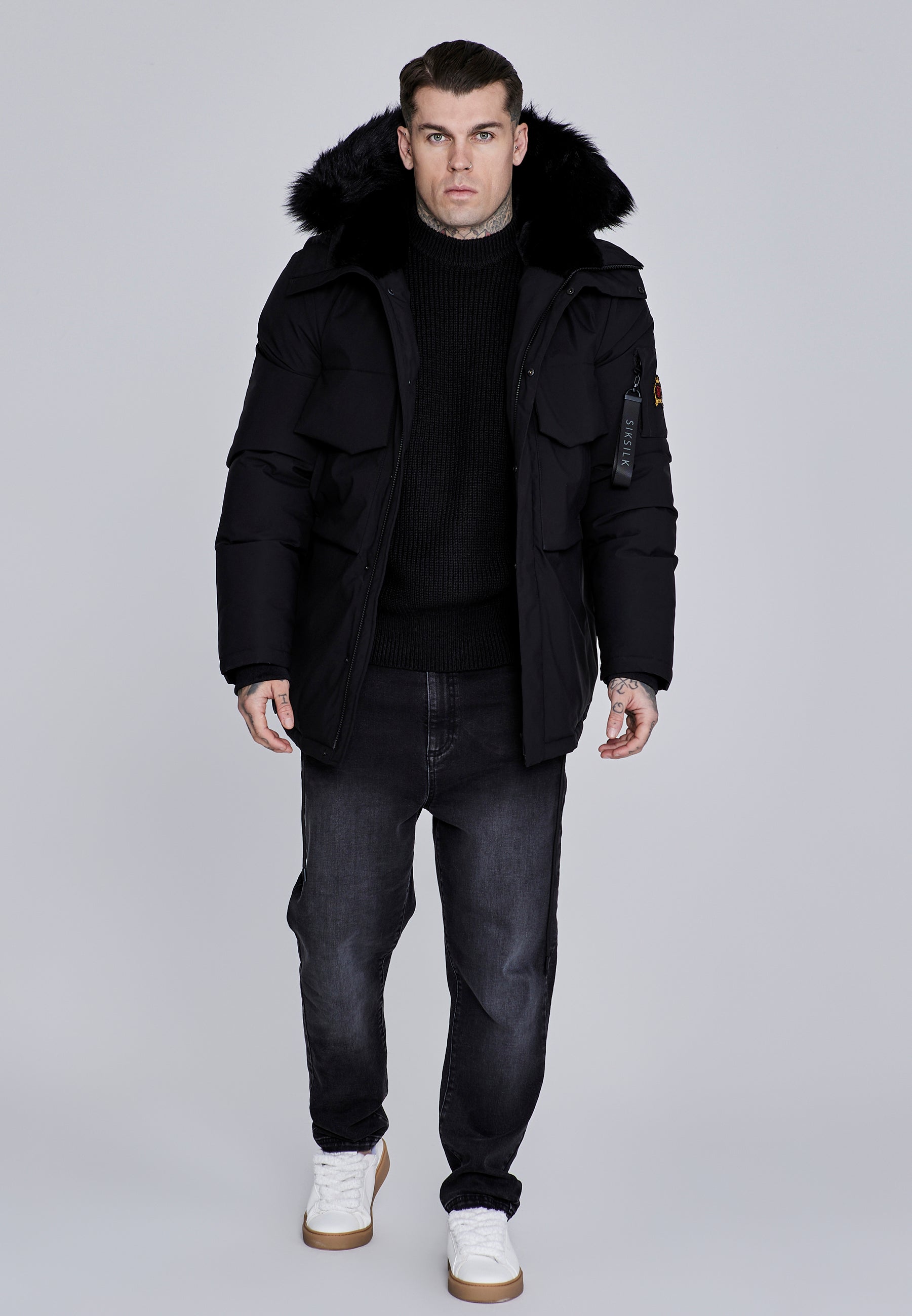Parka in Black Jackets SikSilk