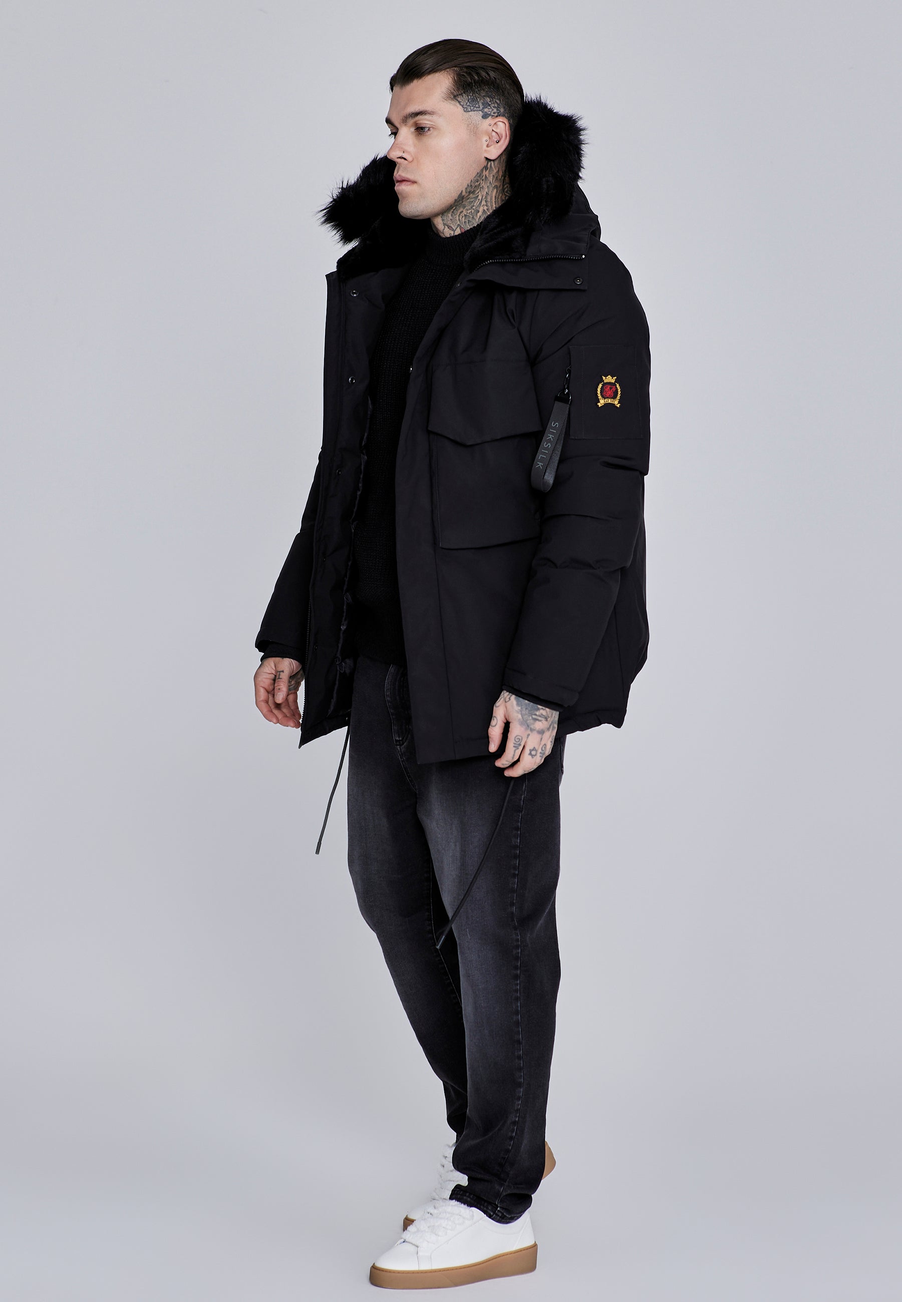 Parka in Black Jackets SikSilk