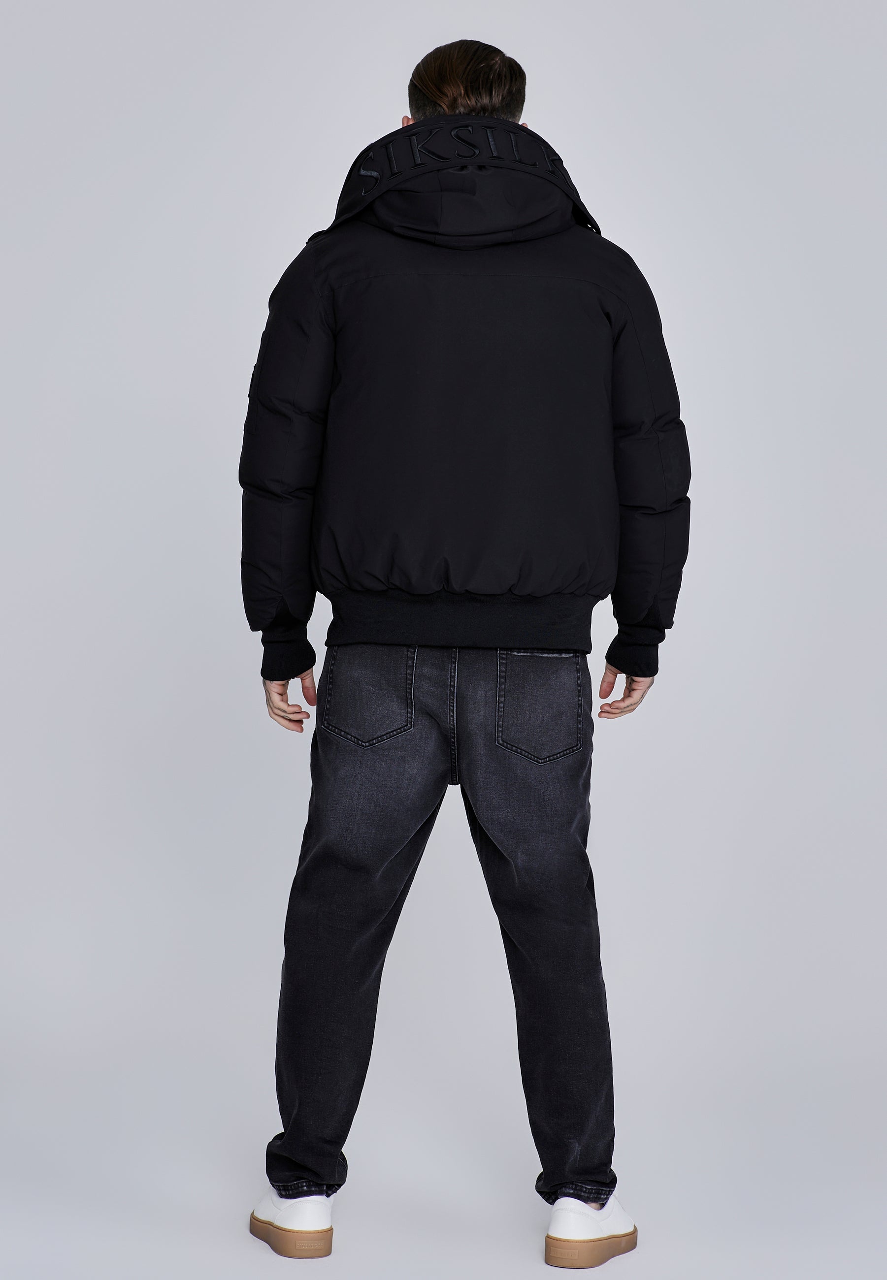 Hooded Bomber Jacket in Black Jackets SikSilk