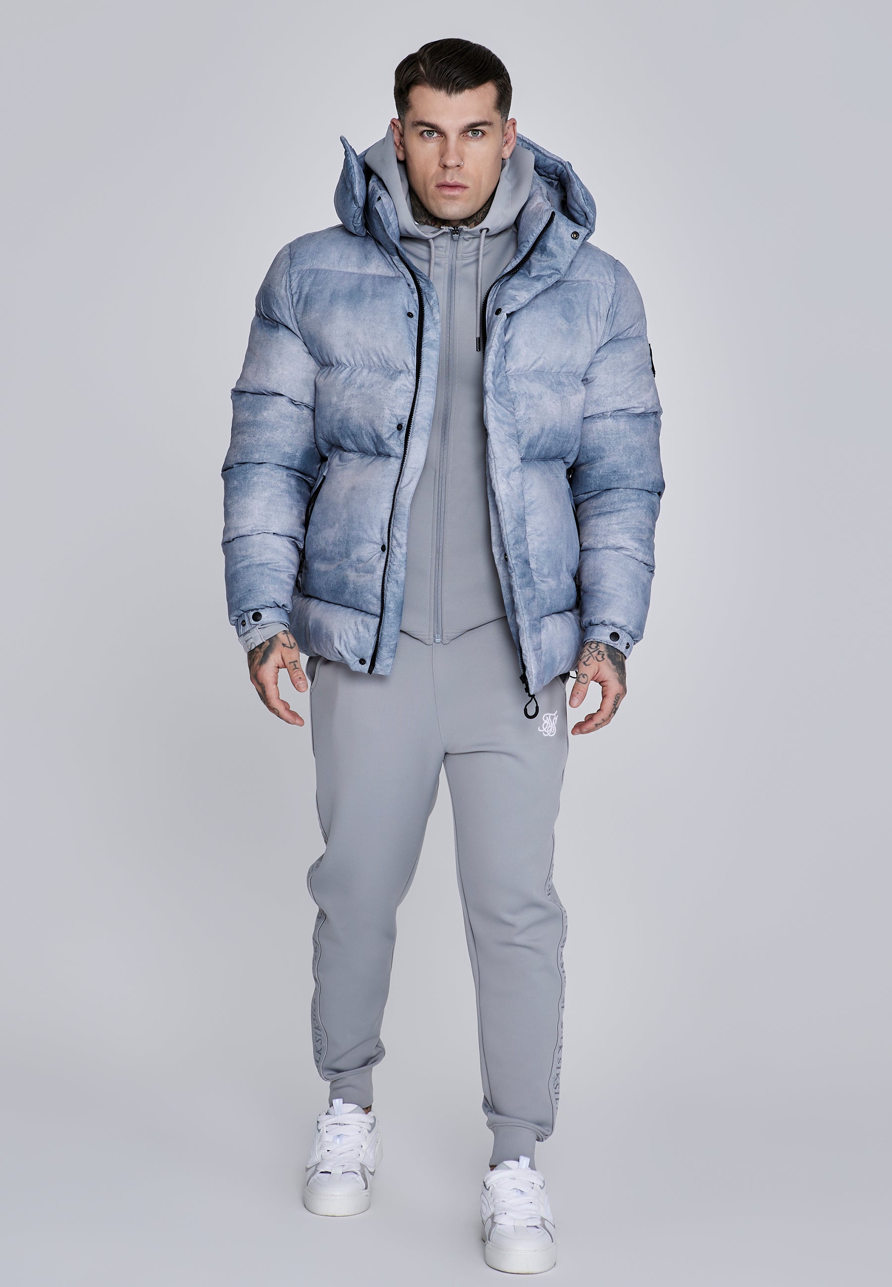 Puffer Jacket in Light Grey Jackets SikSilk