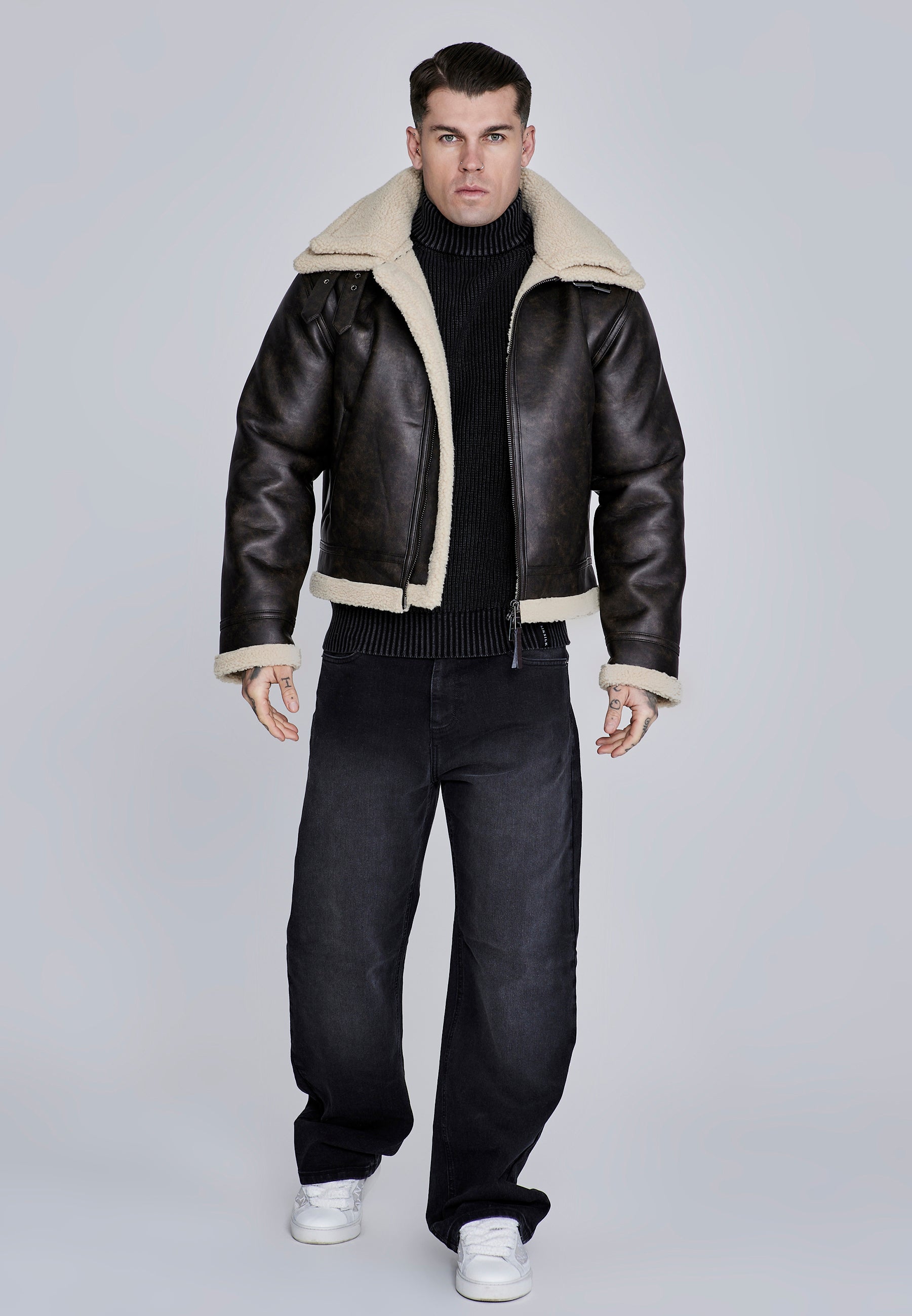 Aviator Jacket in Brown Jackets SikSilk