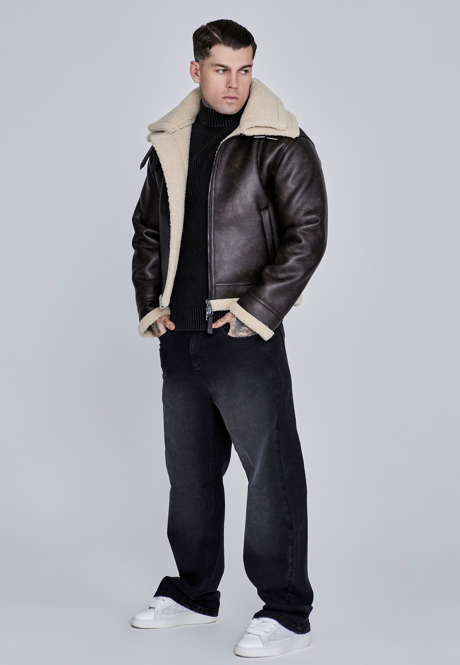 Aviator Jacket in Brown Jackets SikSilk