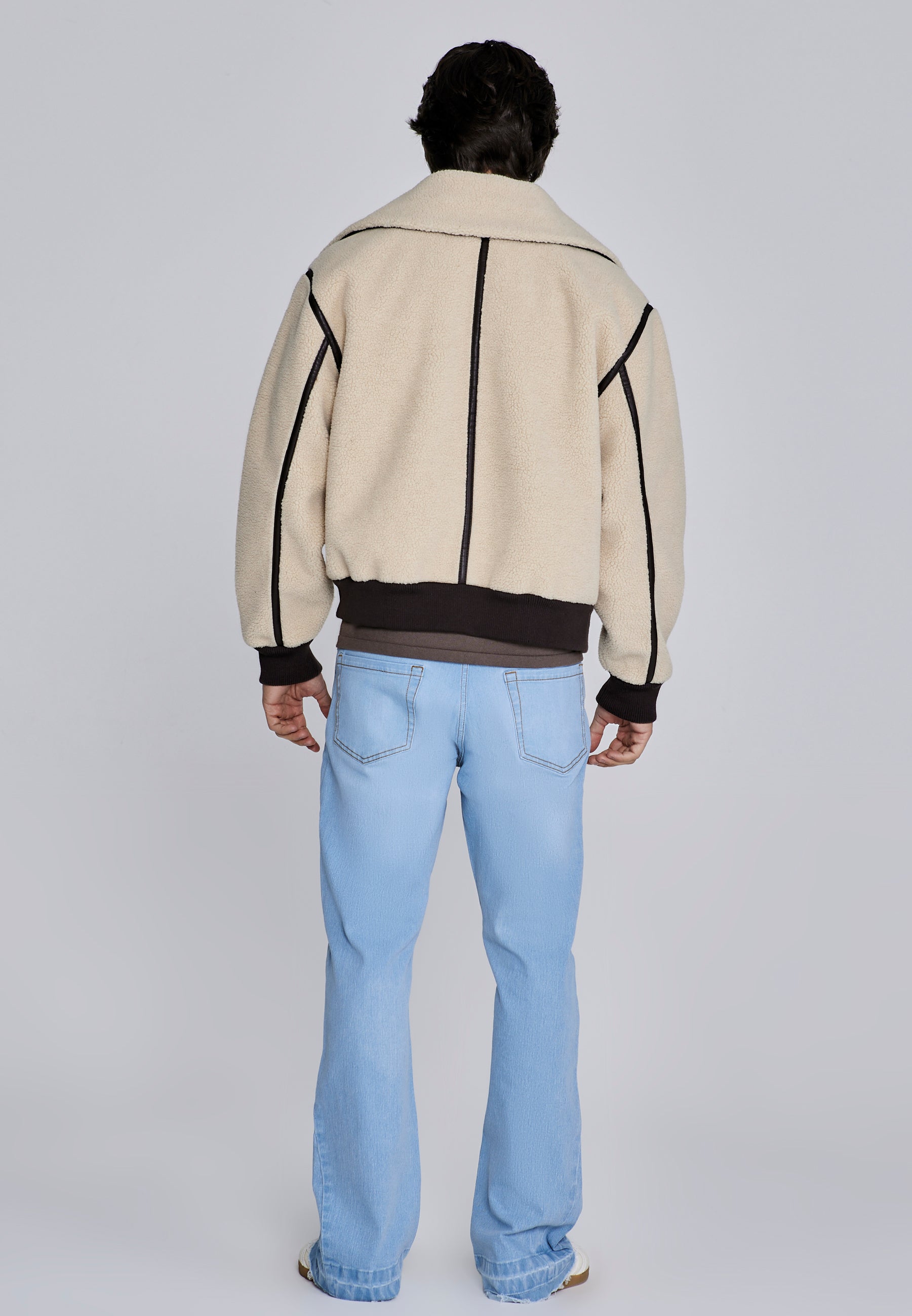 Sherpa Bomber Jacket in Beige Jackets SikSilk