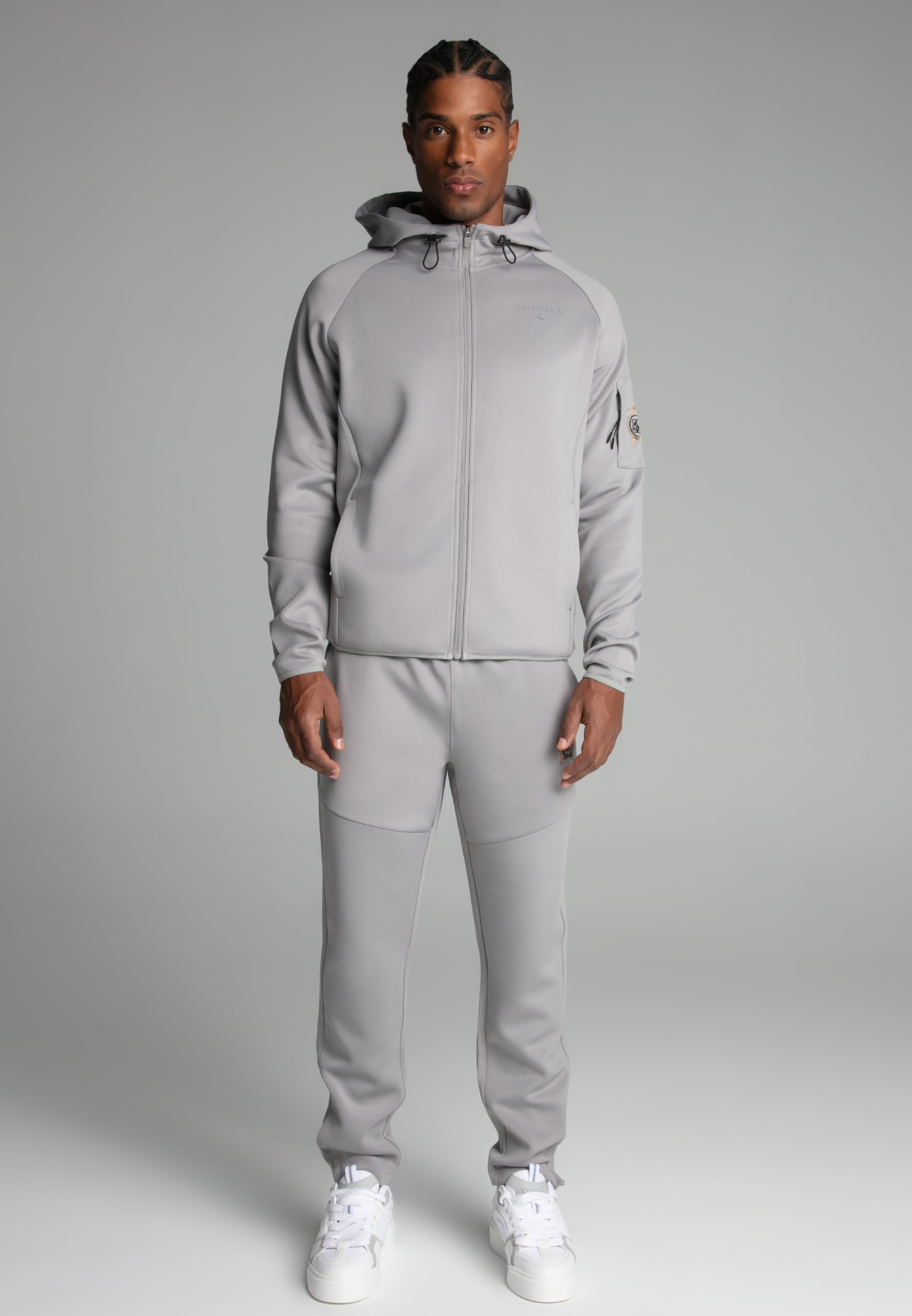Full zip hoodie in gray Sweat jackets SikSilk