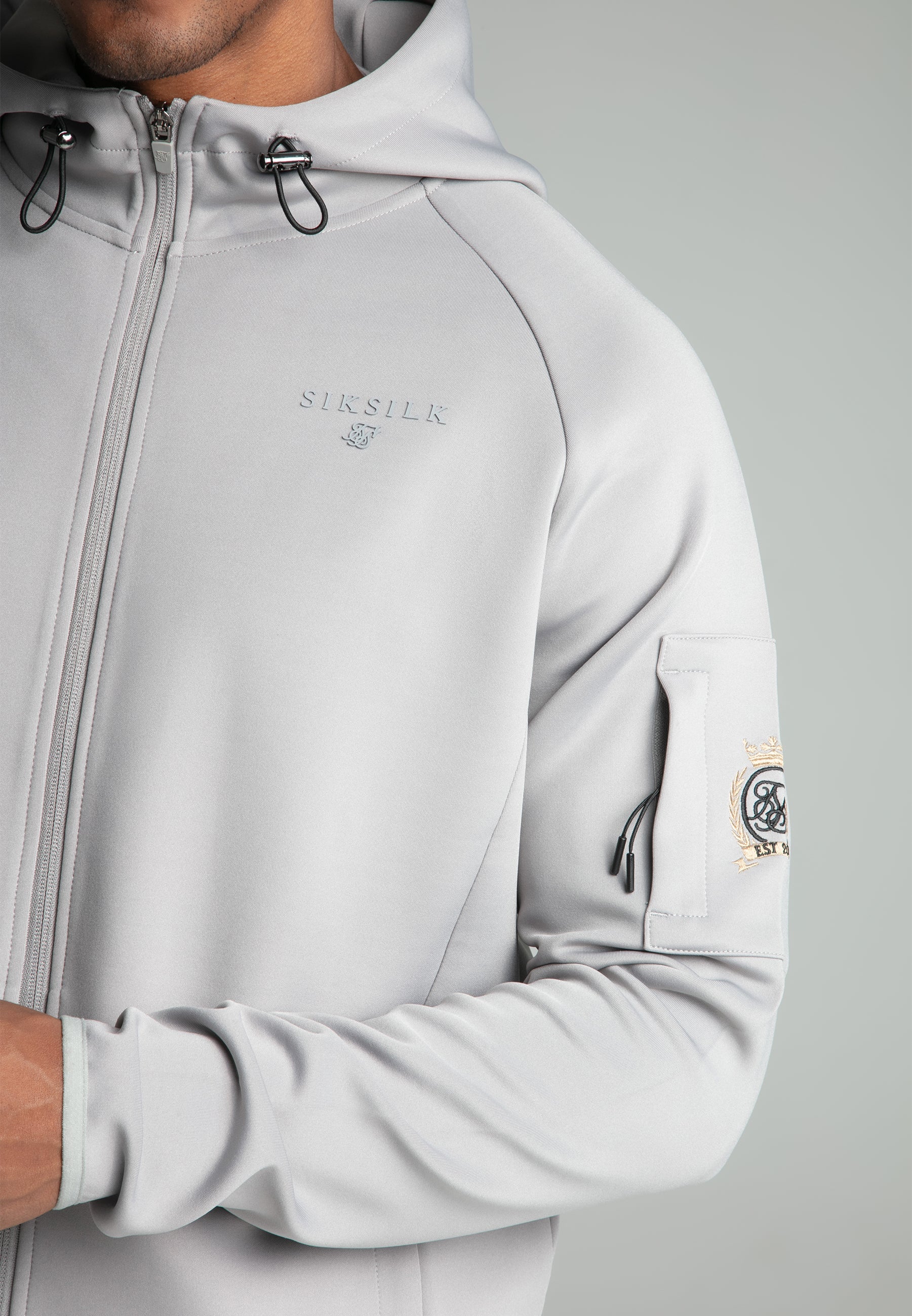 Full zip hoodie in gray Sweat jackets SikSilk
