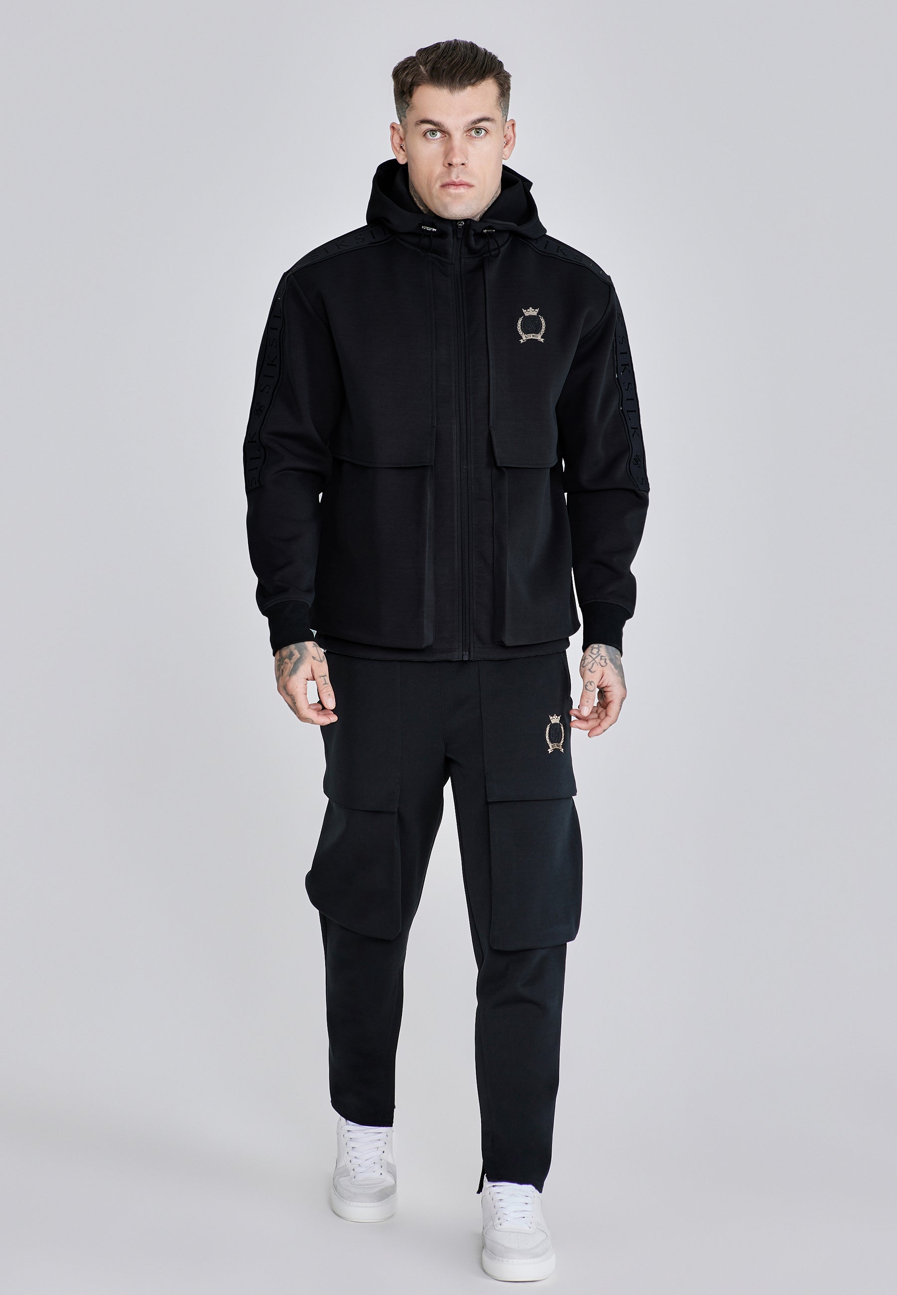 Utility Hoodie in Black Sweat Jackets SikSilk