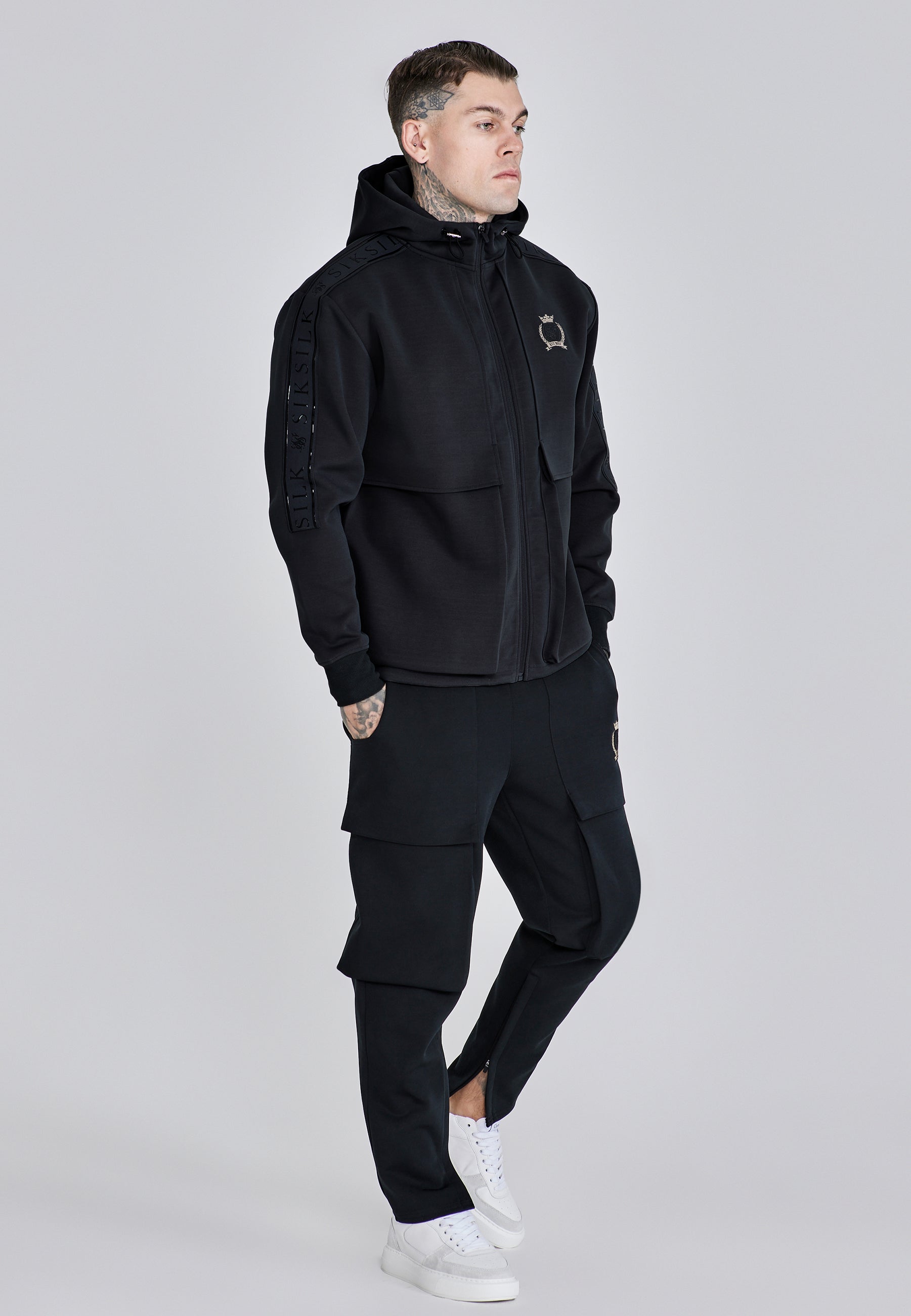 Utility Hoodie in Black Sweat Jackets SikSilk