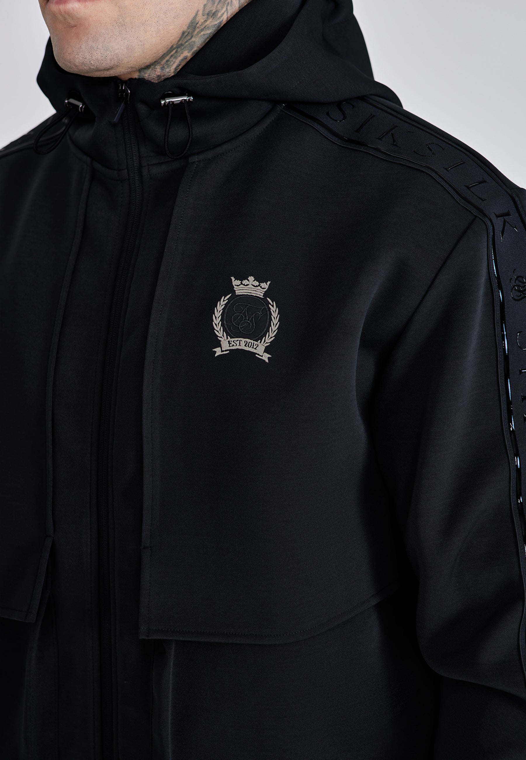 Utility Hoodie in Black Sweat Jackets SikSilk