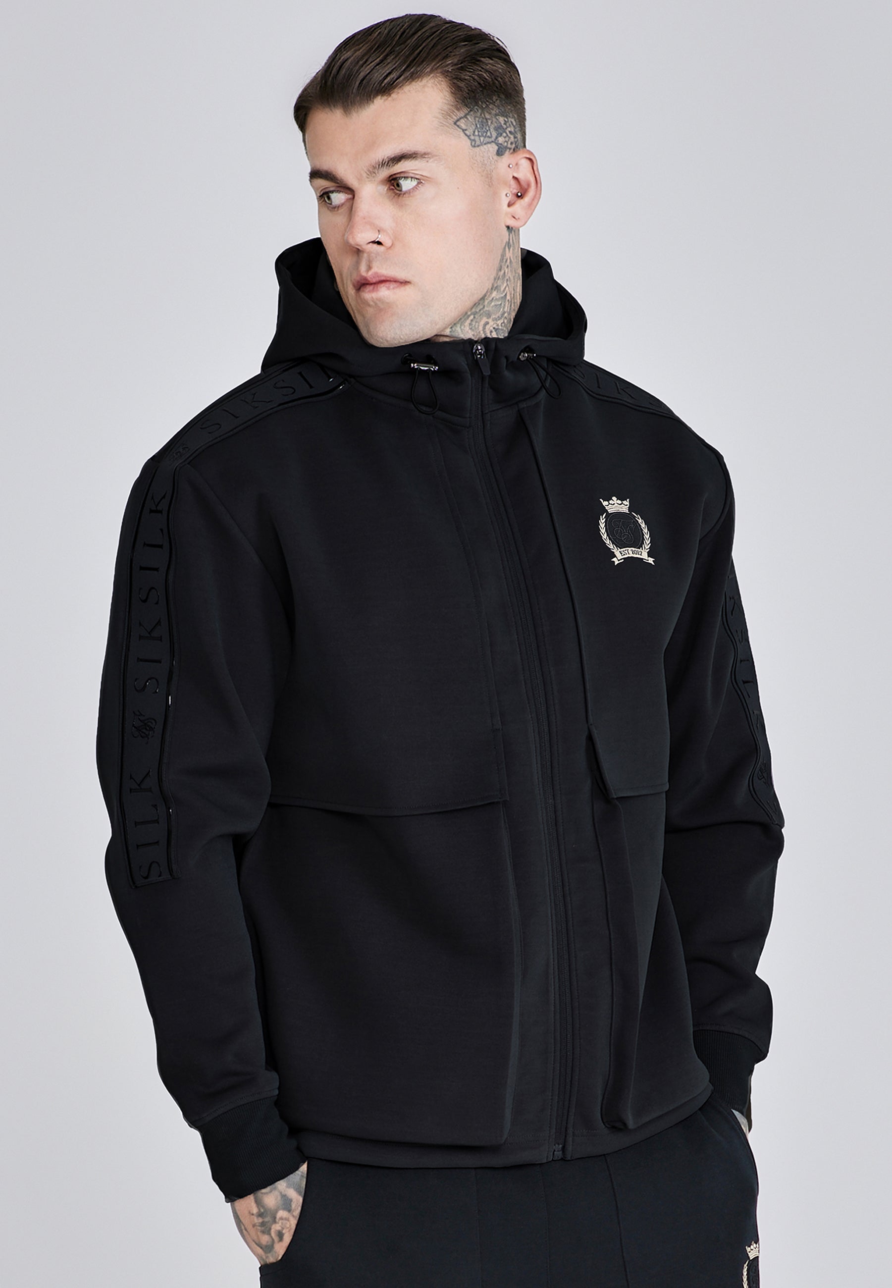 Utility Hoodie in Black Sweat Jackets SikSilk