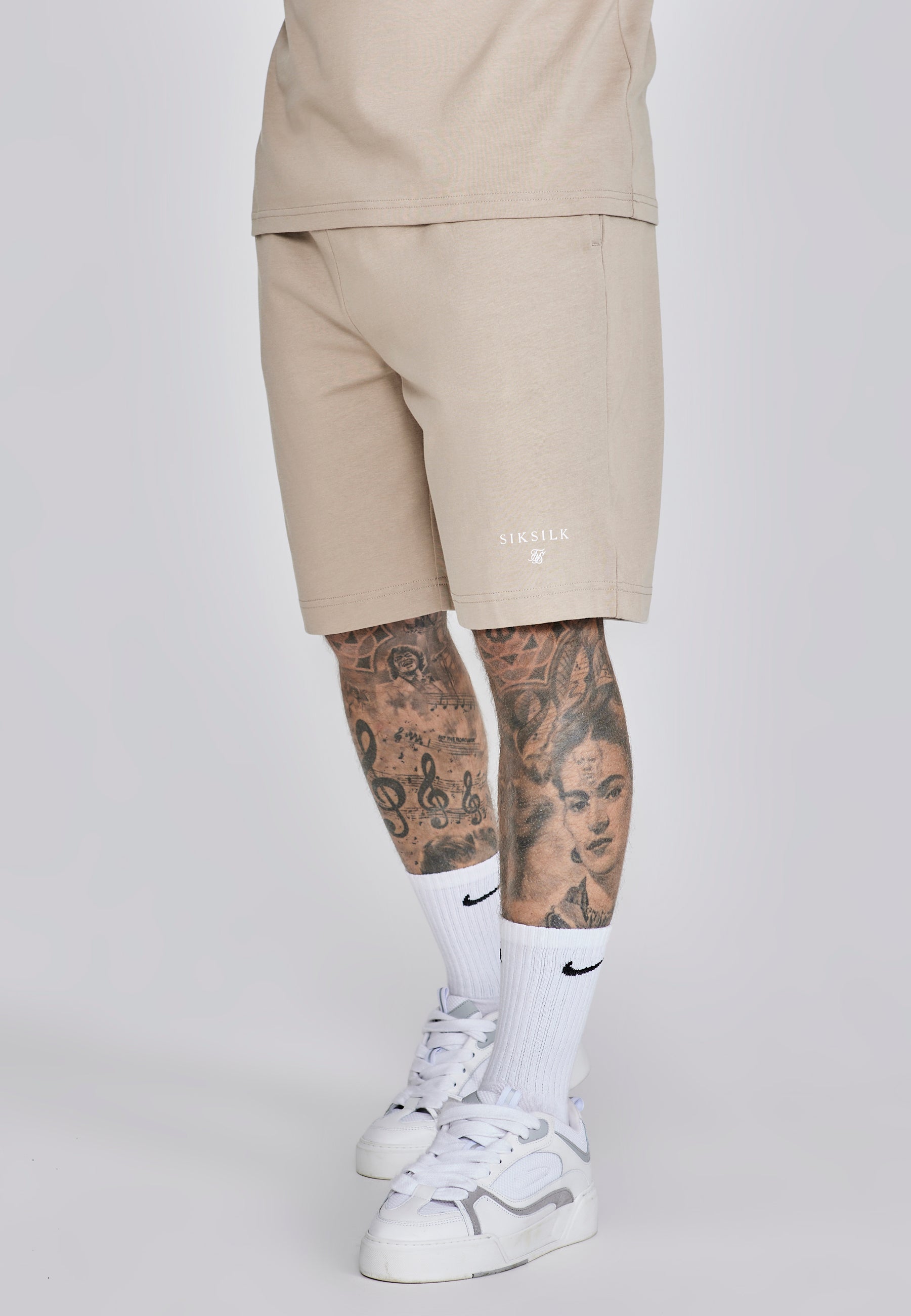 T-Shirt and Shorts Set in Beige Sets SikSilk
