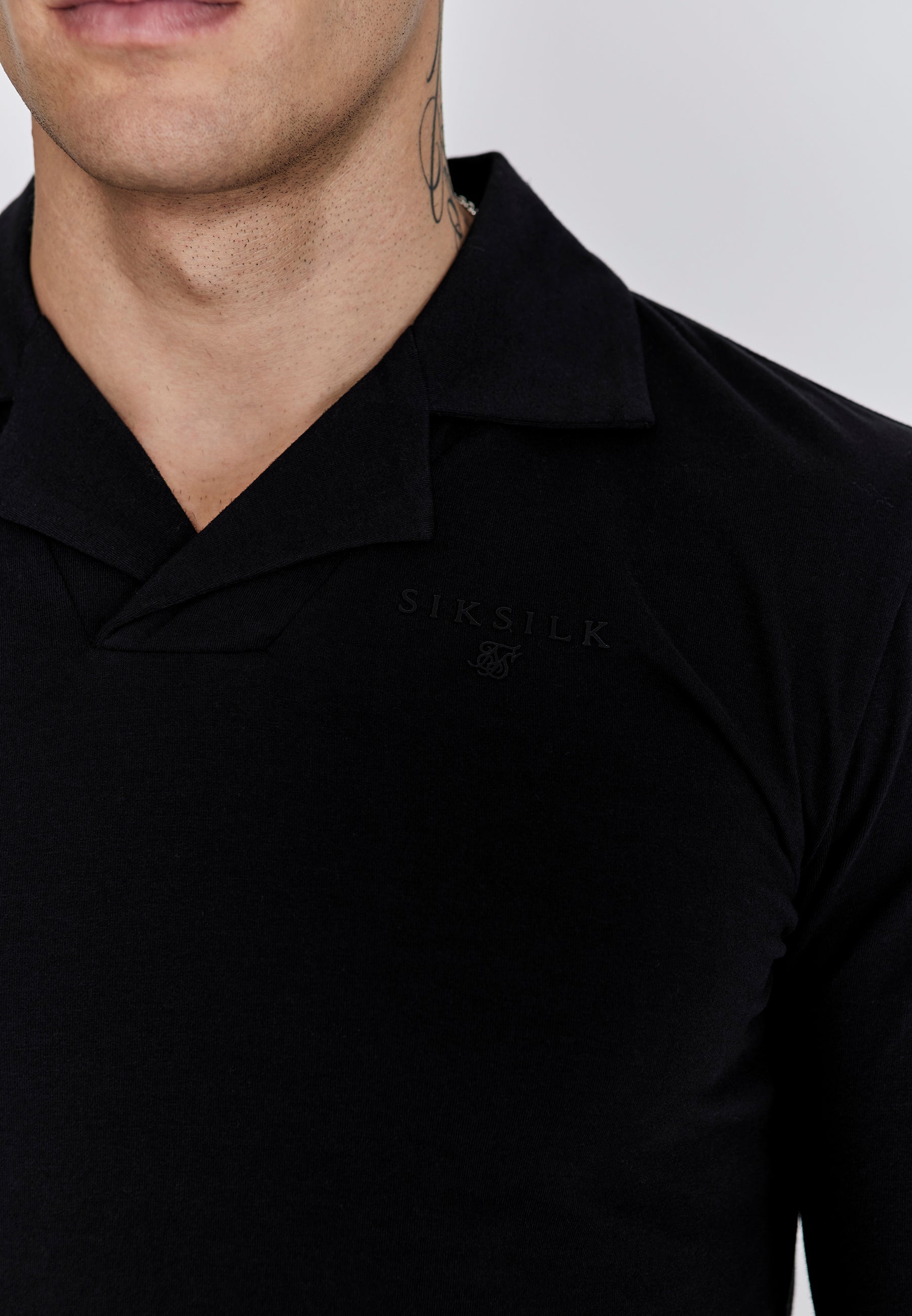 Smart Revere Polo Longsleeve in Black Polos SikSilk
