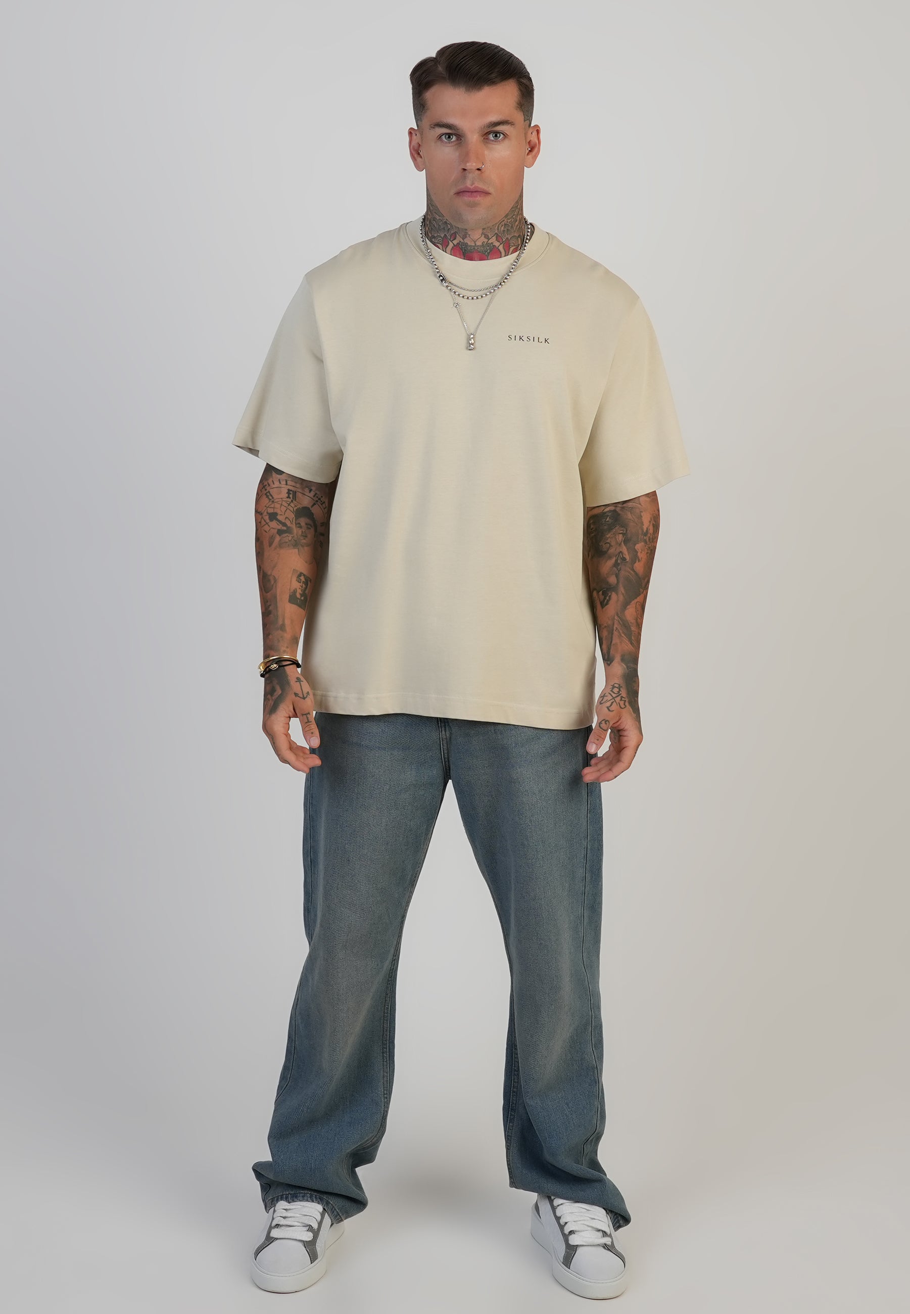 Graphic T-shirt in ecru T-shirts SikSilk