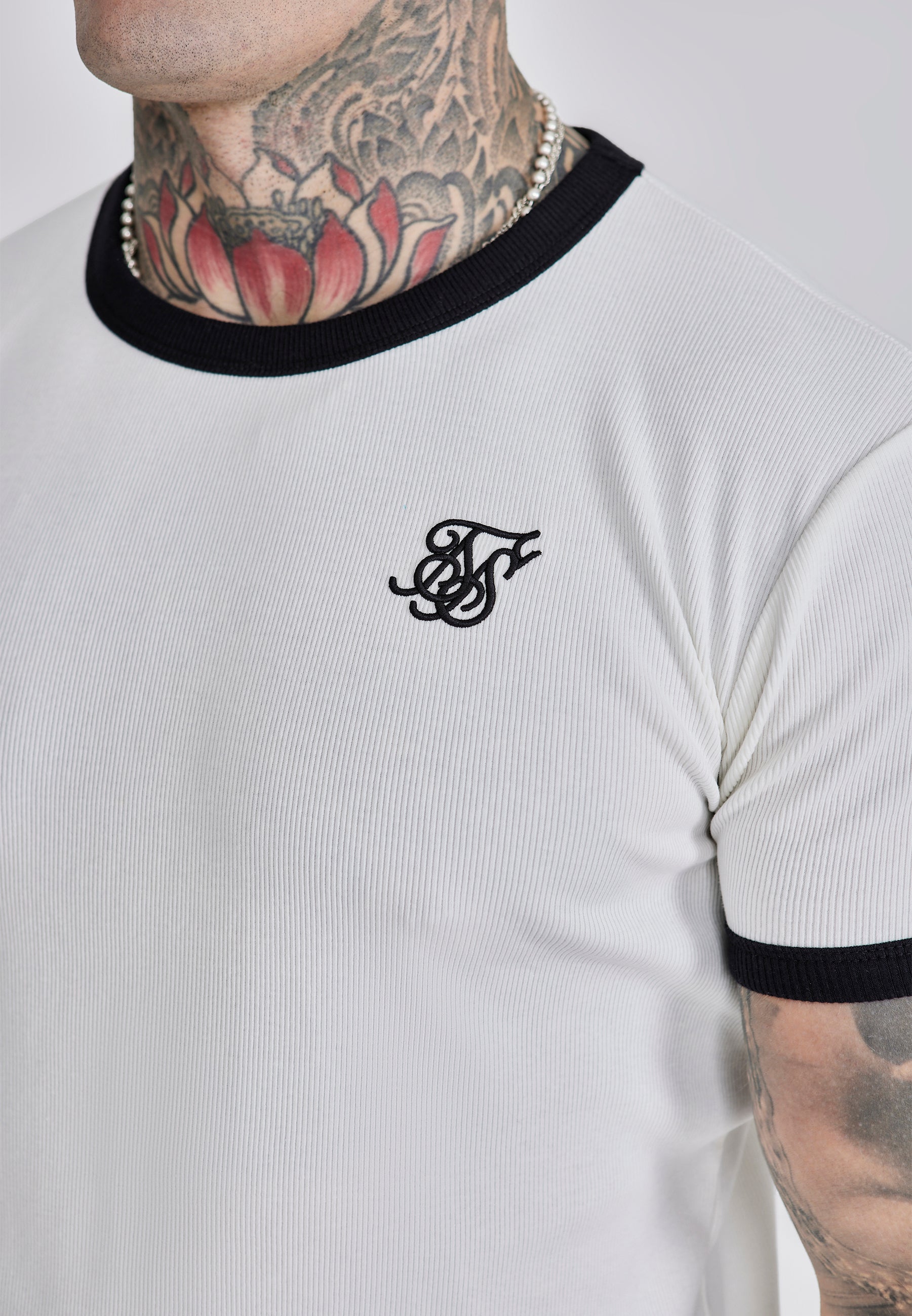 Ribbed Ringer T-Shirt in Ecru T-Shirts SikSilk