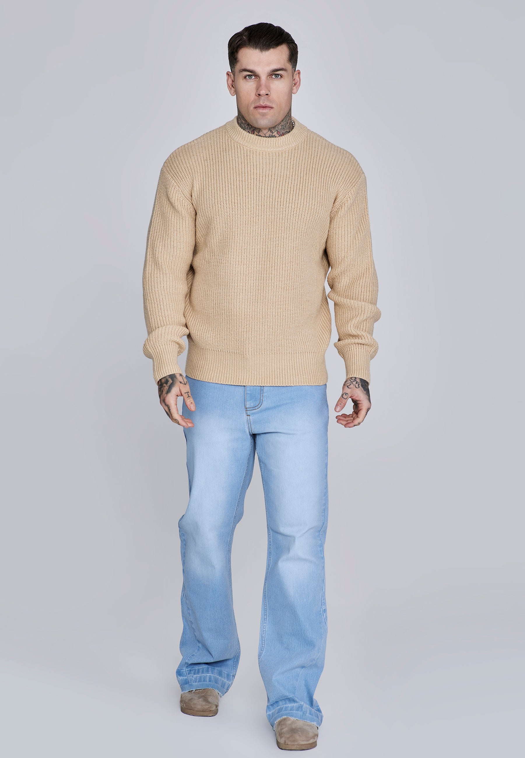 Knitted Sweater in Ecru Sweater SikSilk