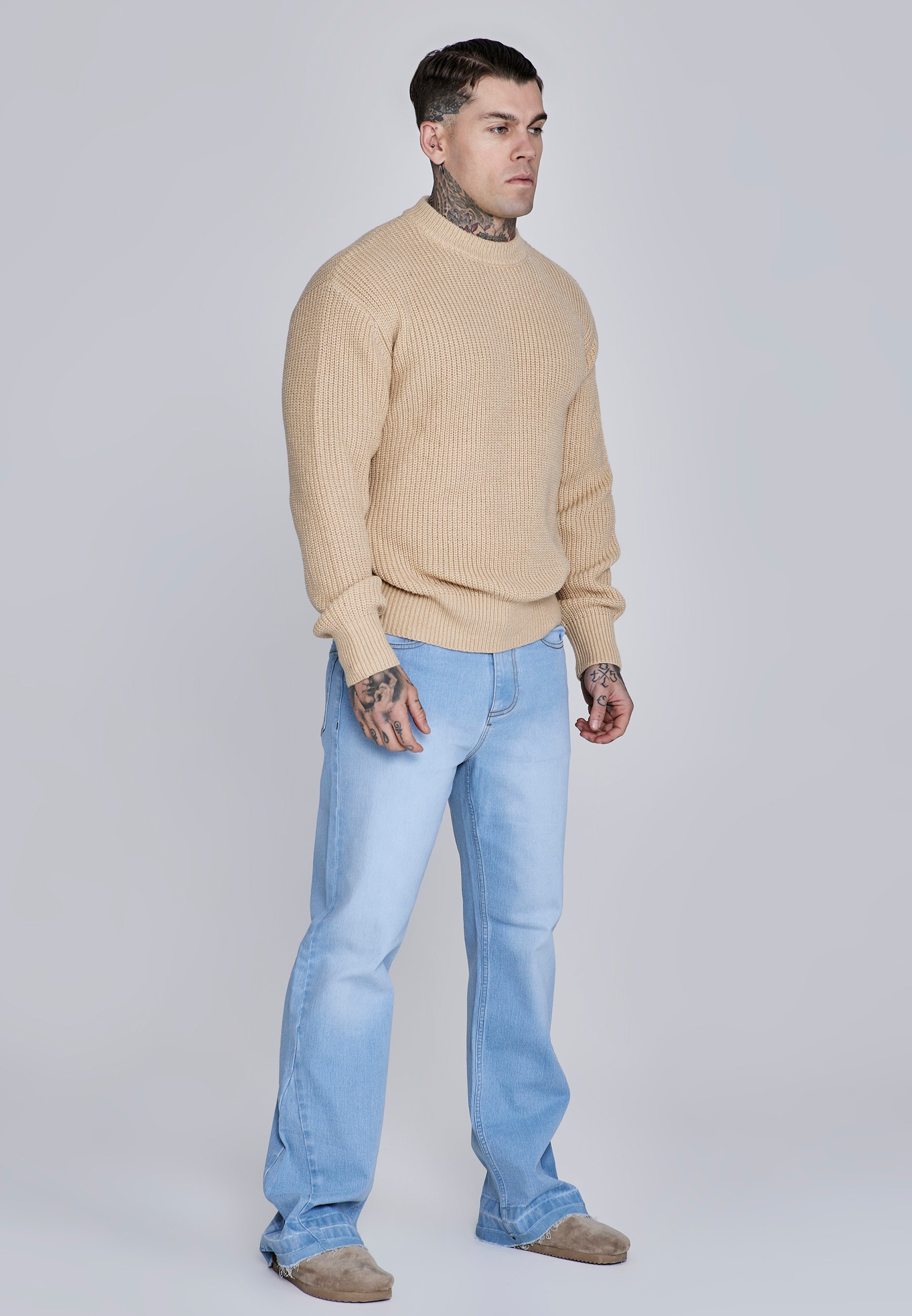 Knitted Sweater in Ecru Sweater SikSilk