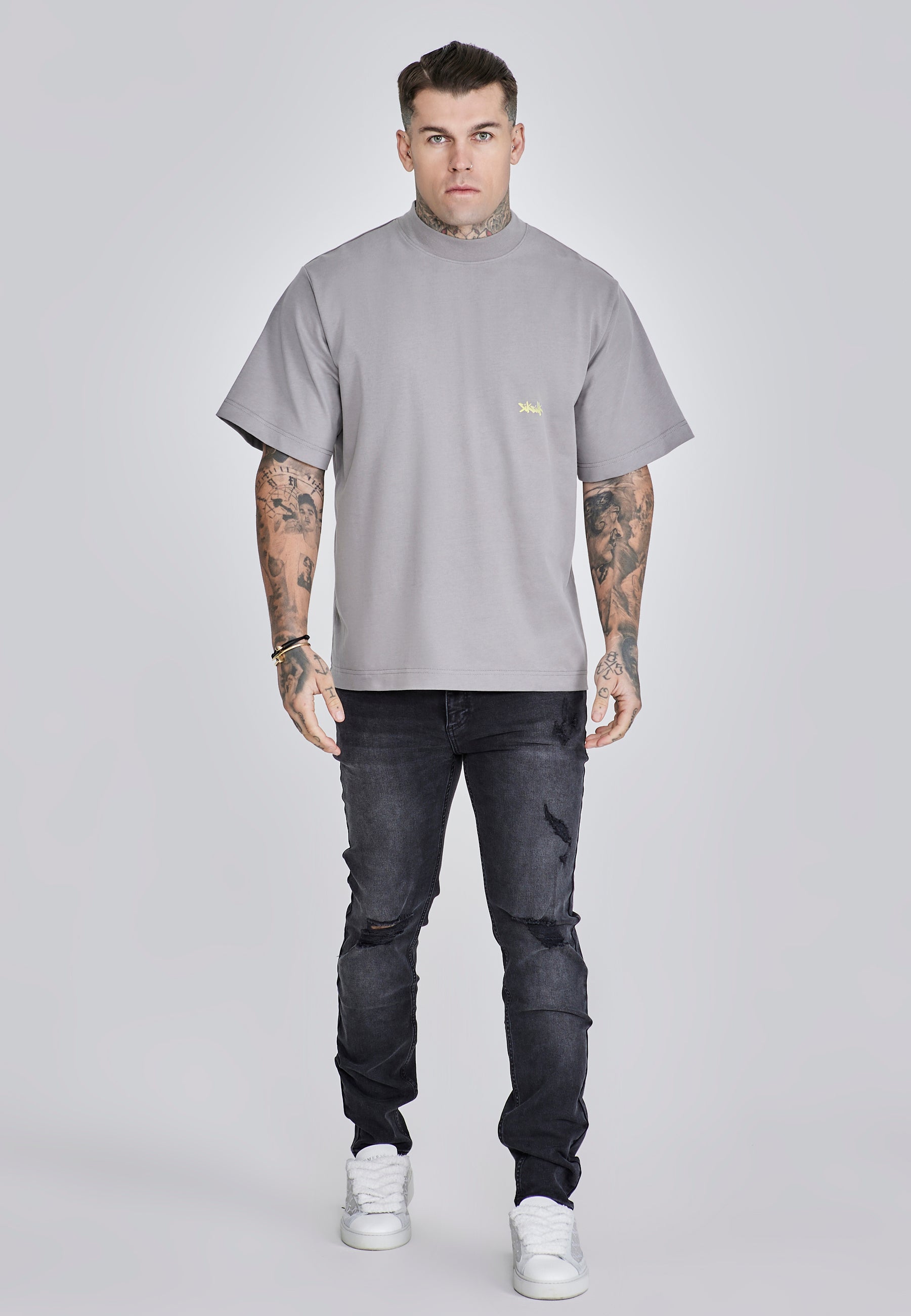 Oversized T-Shirt in Grey, Neon Yellow T-Shirts SikSilk