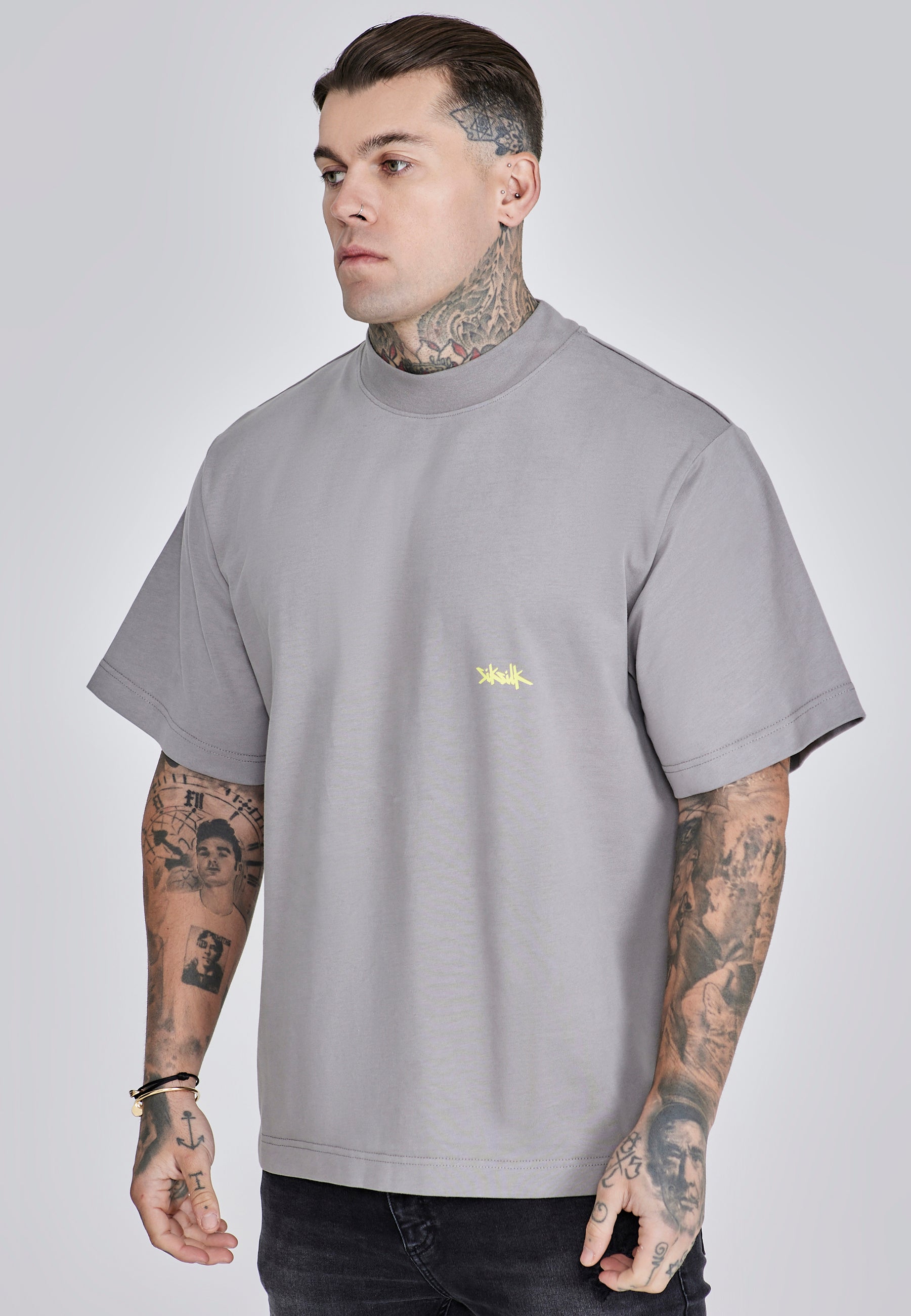 Oversized T-Shirt in Grey, Neon Yellow T-Shirts SikSilk