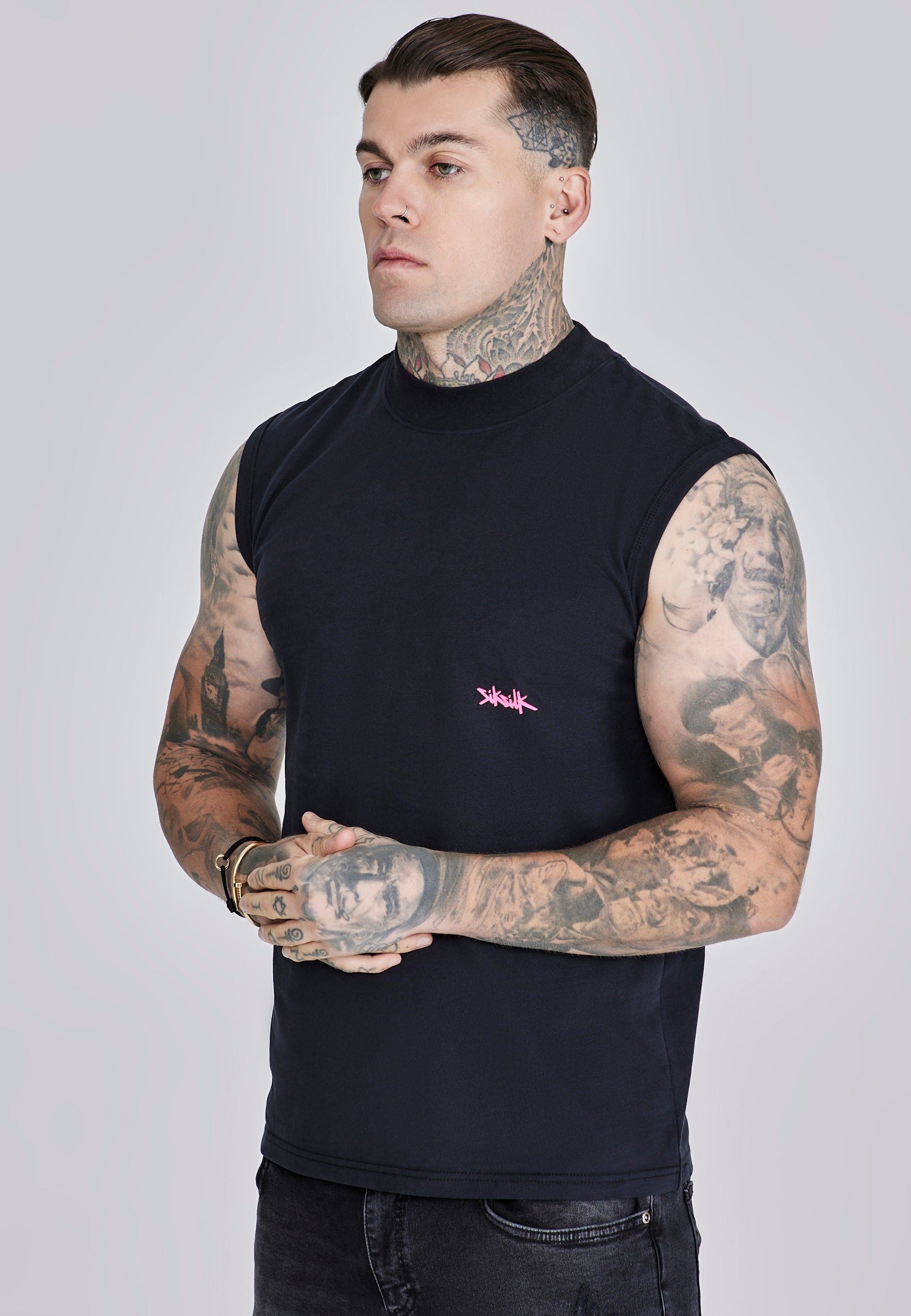 Active Vest in Black, Pink T-Shirts SikSilk