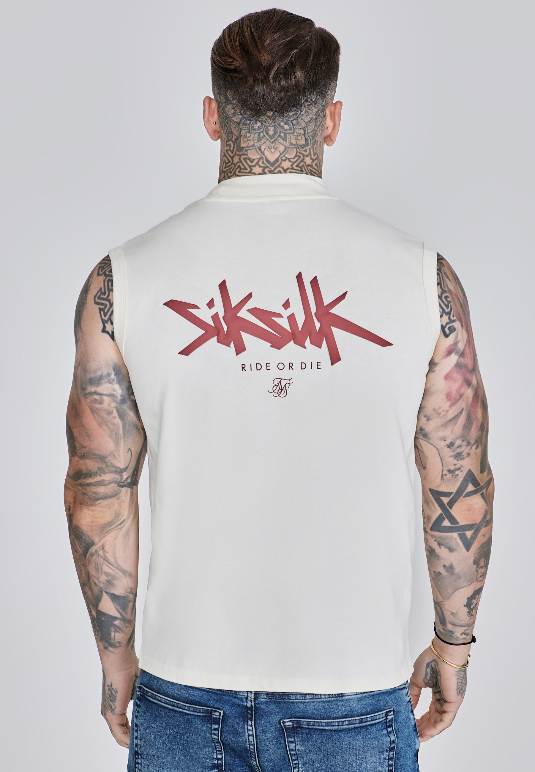 Active Vest in Ecru, Red T-Shirts SikSilk