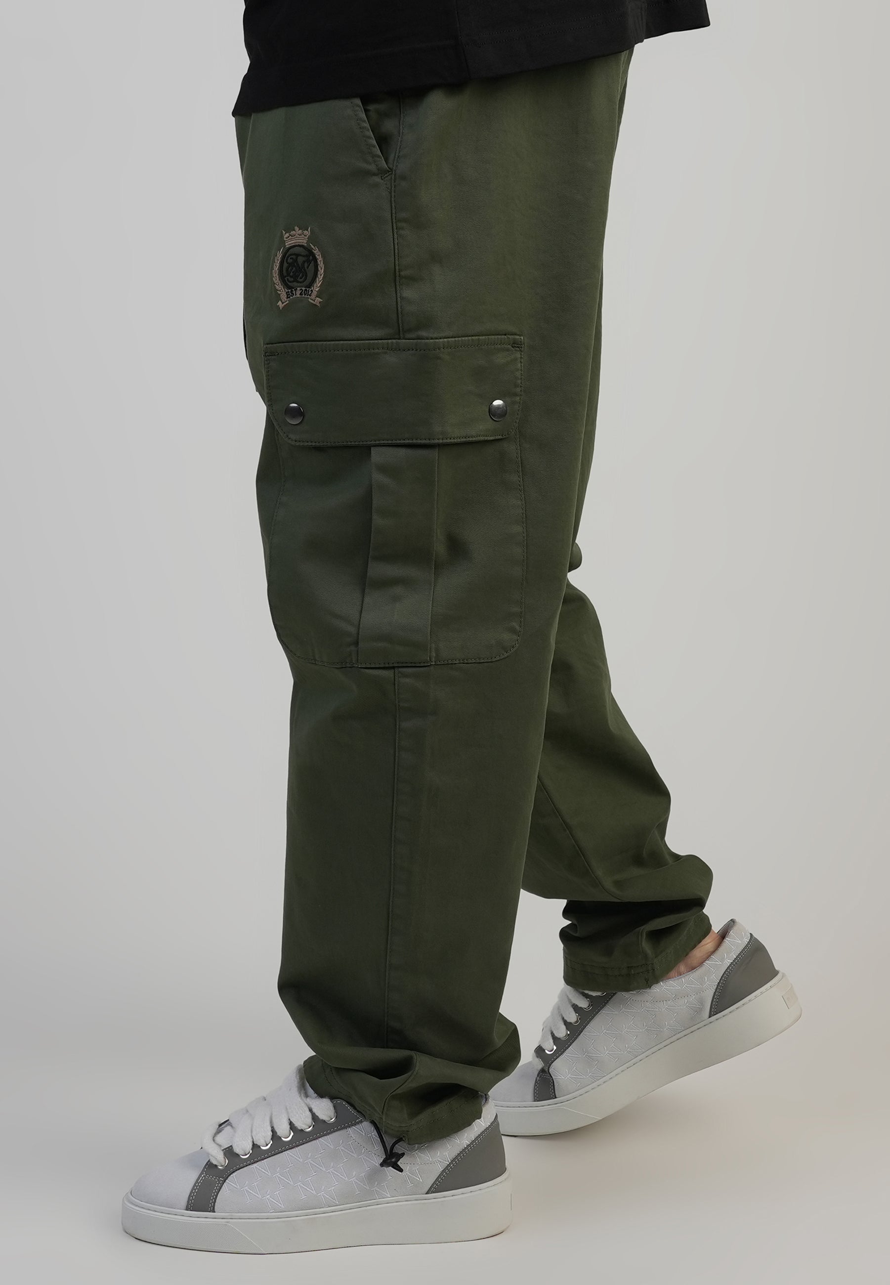 Loose Fit Cargos in Khaki Green Pants SikSilk