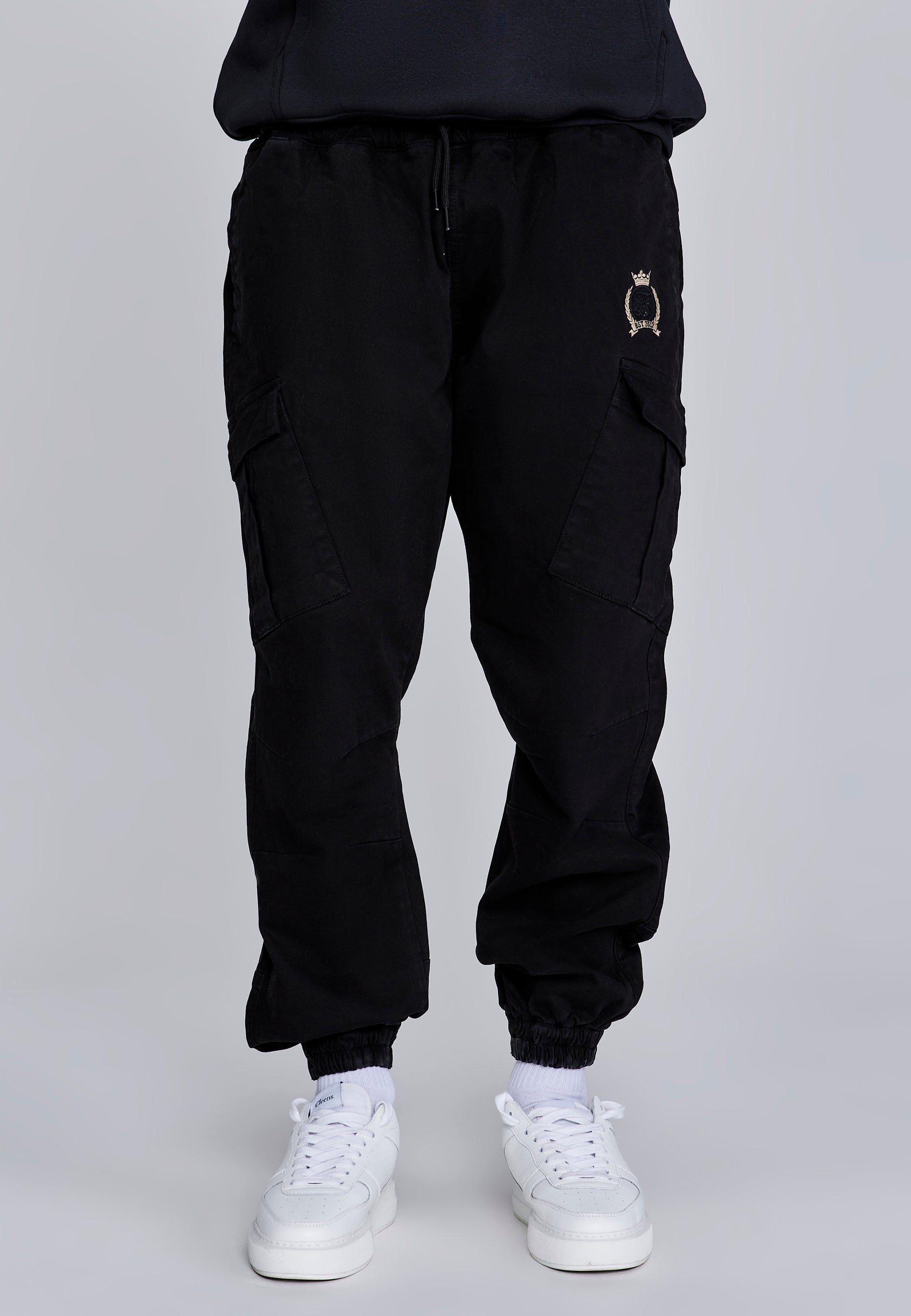 Slim Fit Cargos in Black Pants SikSilk