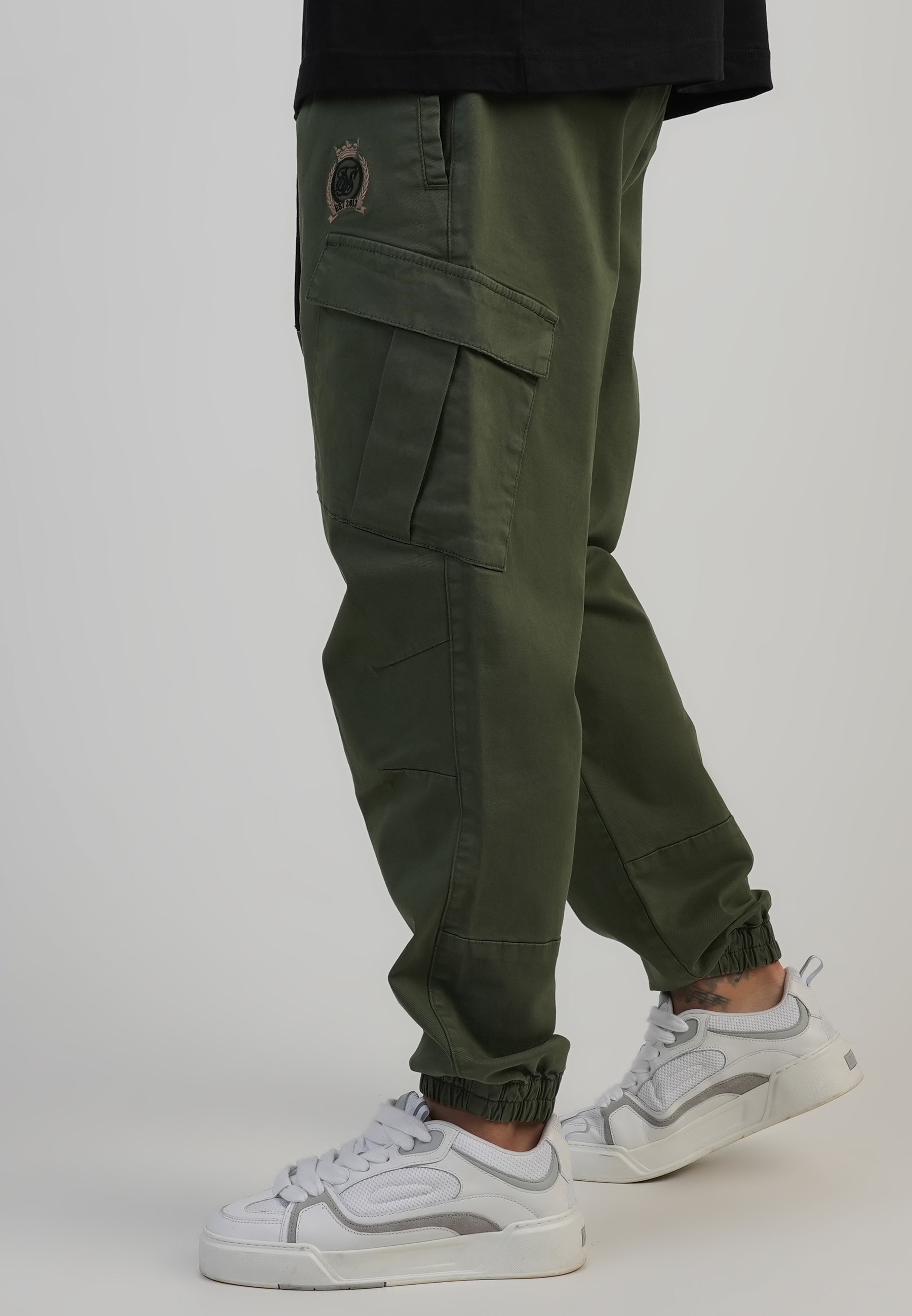 Slim Fit Cargos in Khaki Green Pants SikSilk