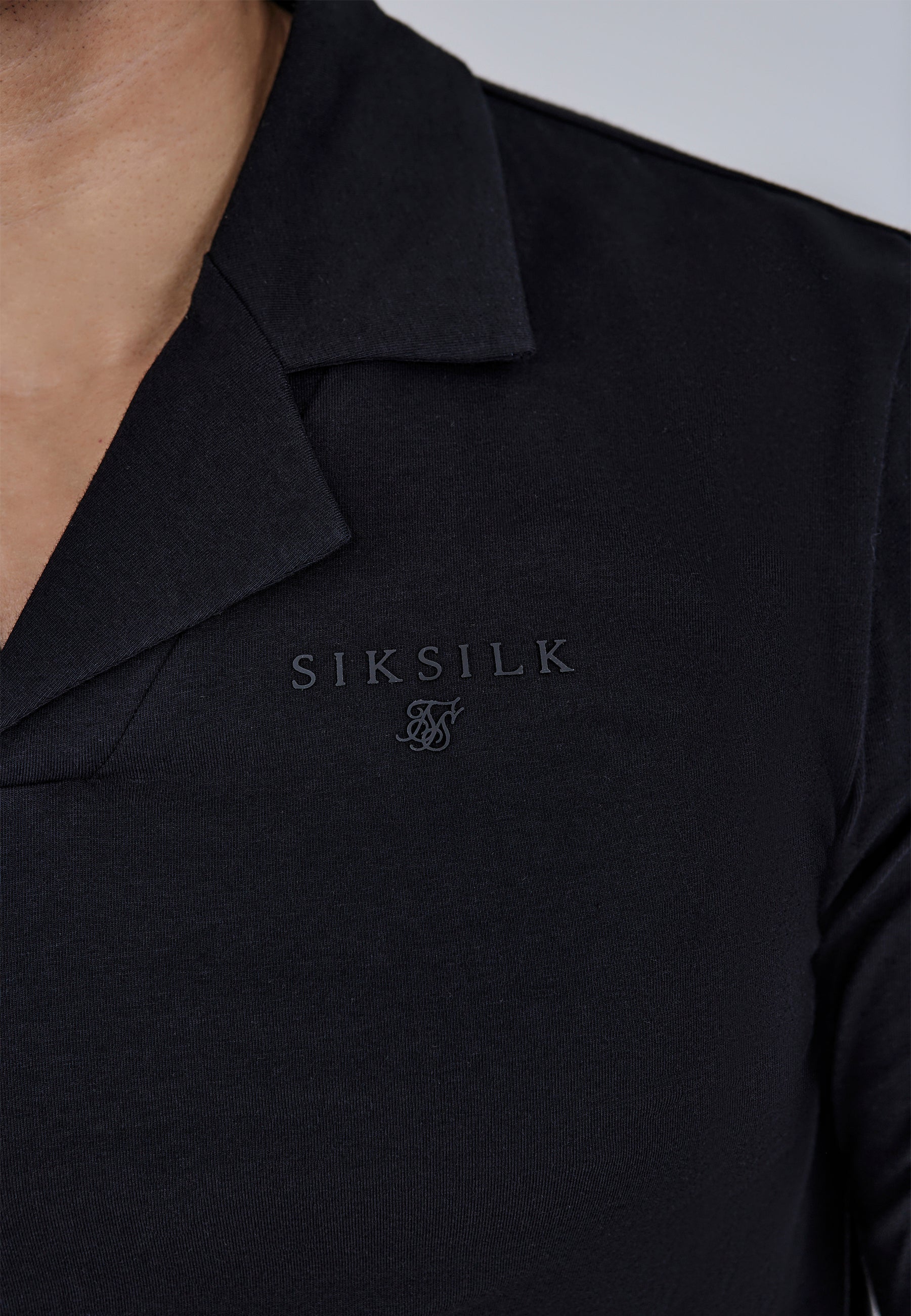Long Sleeve Polo in Black T-Shirts SikSilk