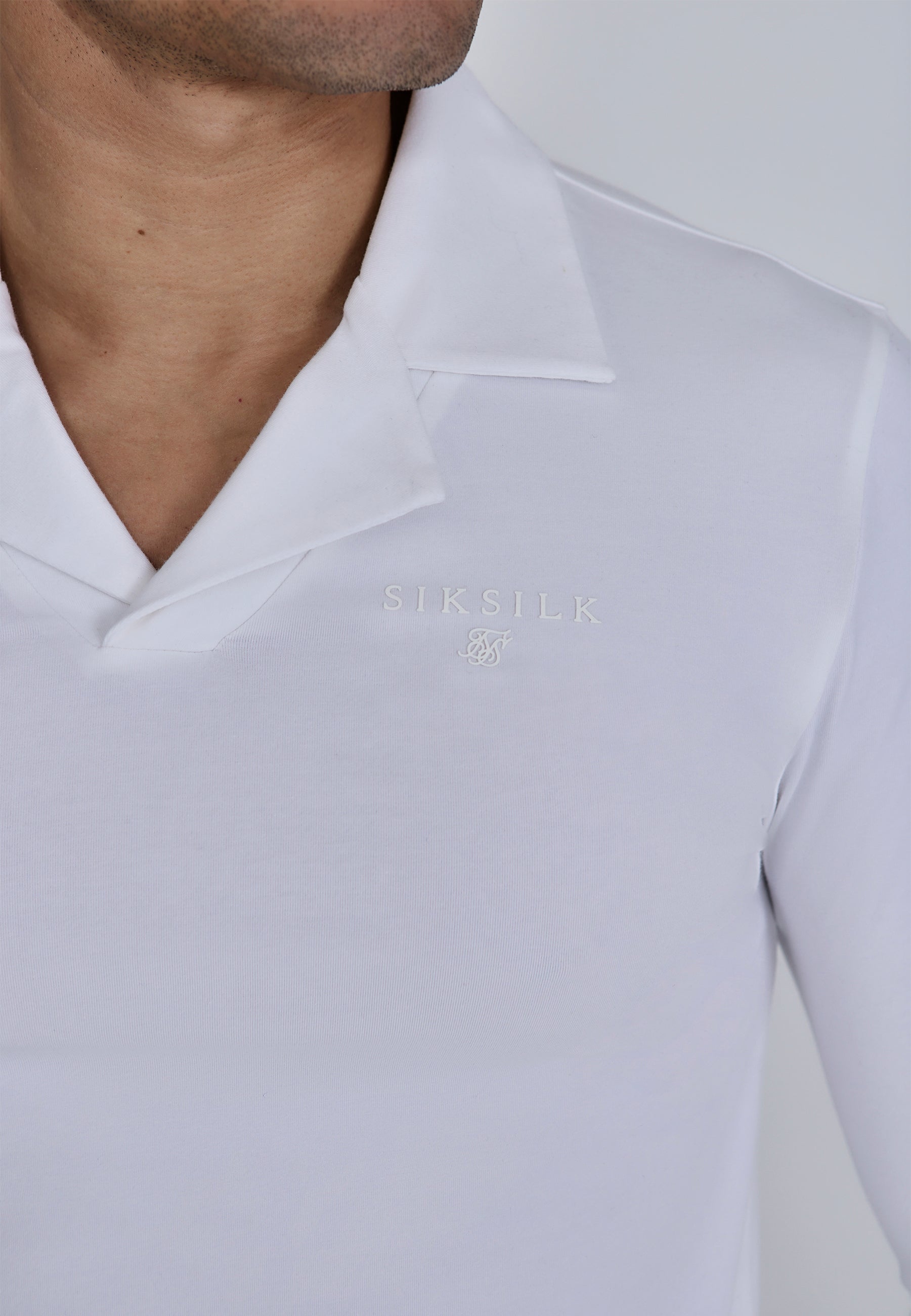 Long Sleeve Polo in White T-Shirts SikSilk