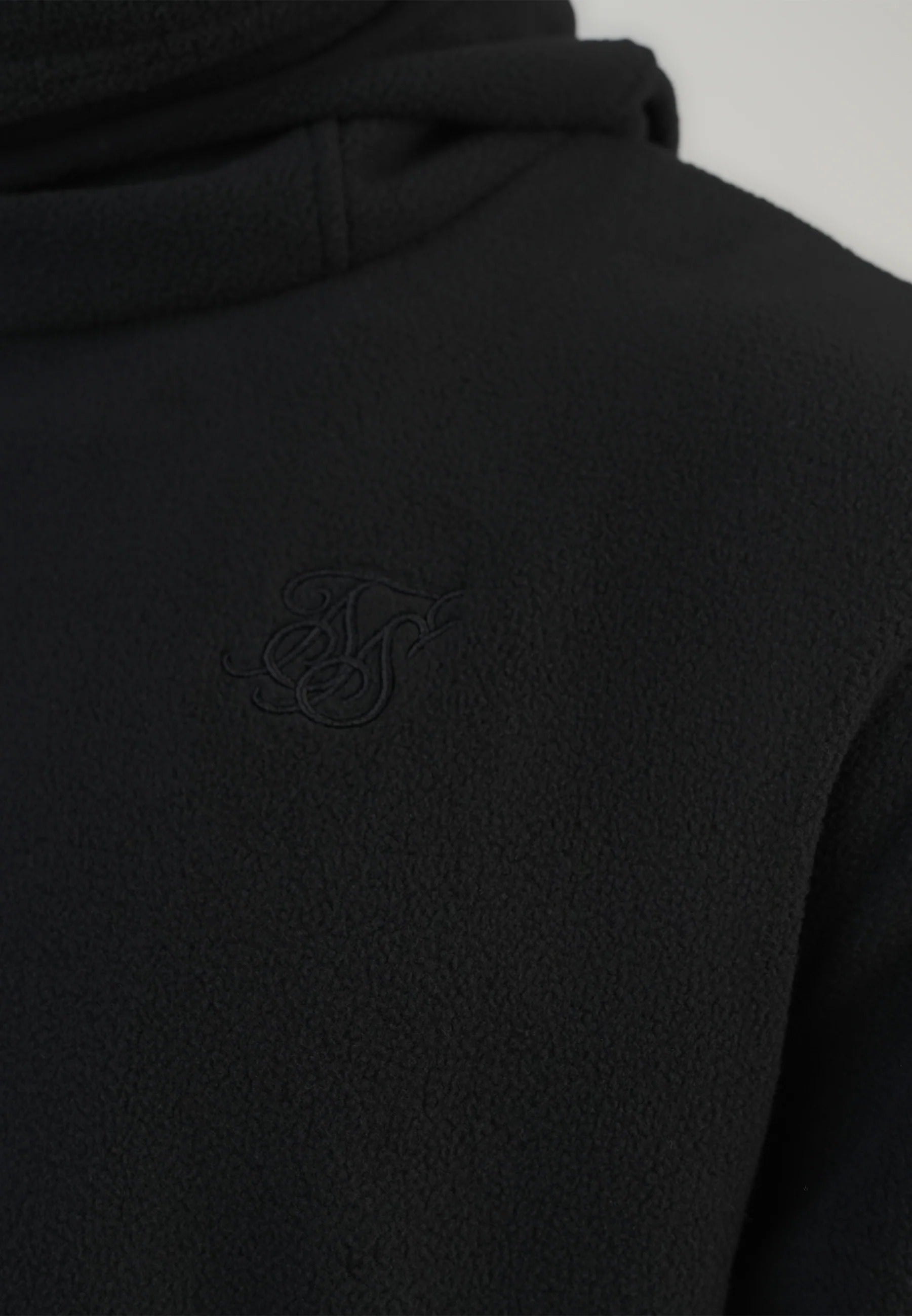 Polar fleece hoodie in black
