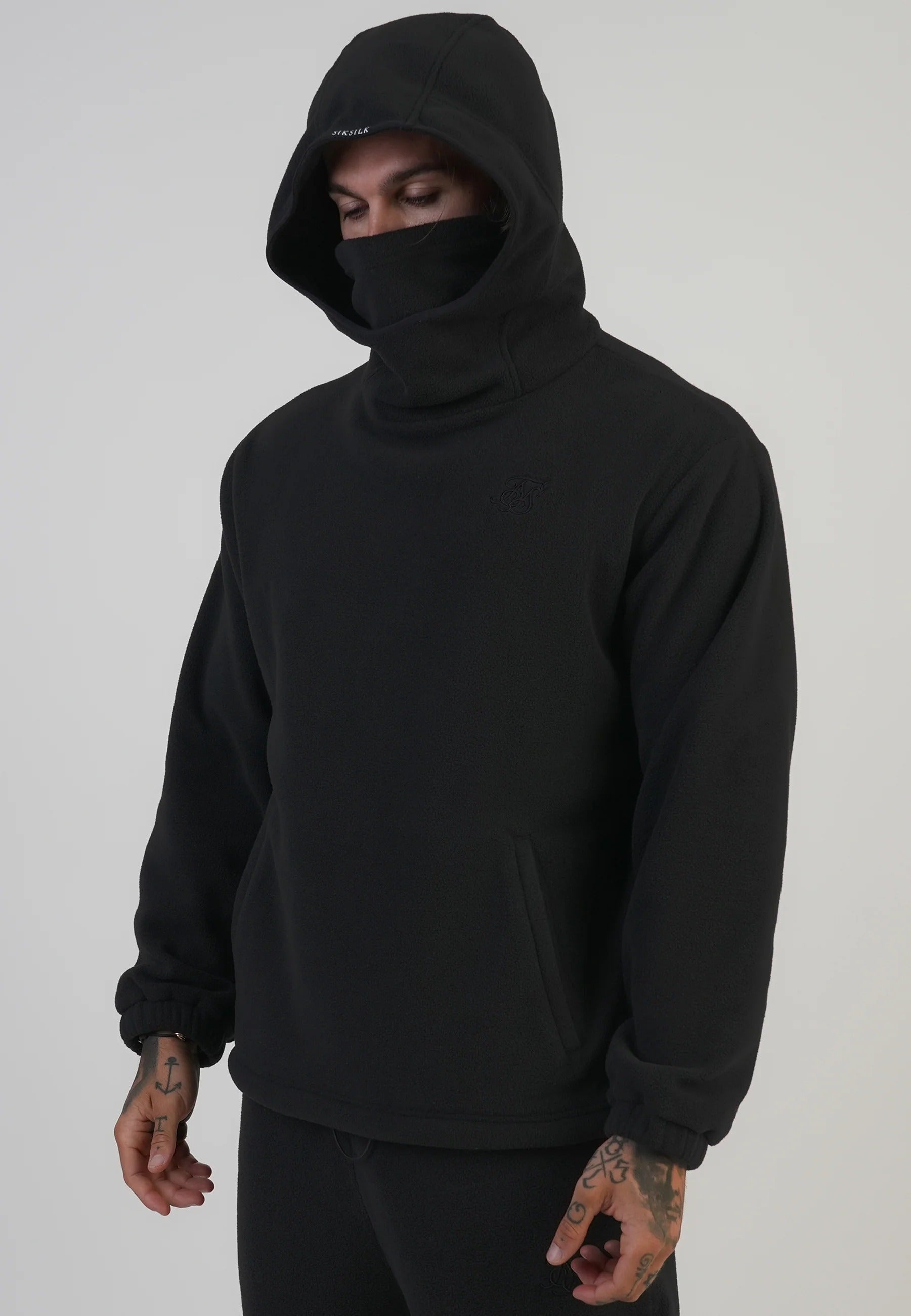 Polar fleece hoodie in black