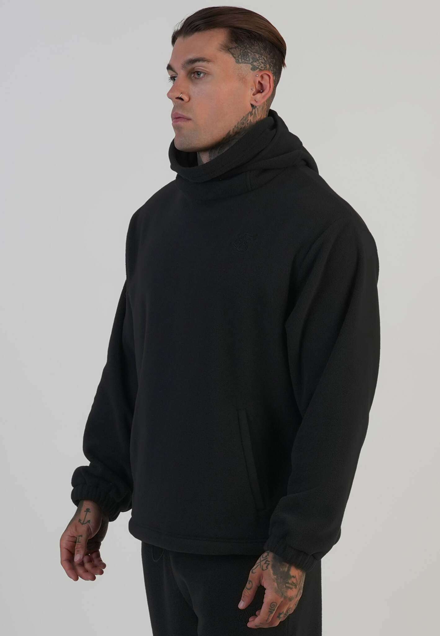 Polar Fleece Hoodie in Black Hoodie SikSilk