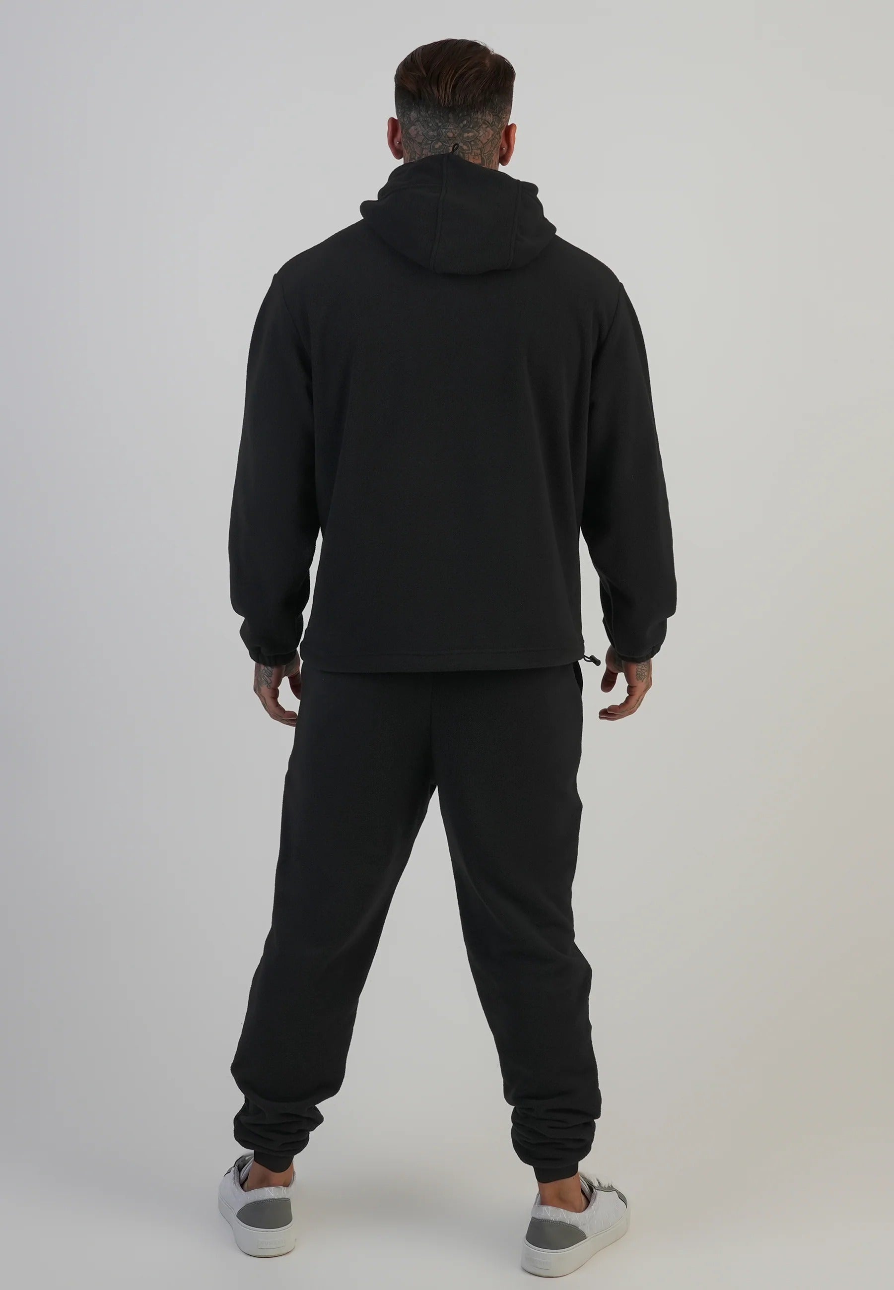 Polar fleece hoodie in black