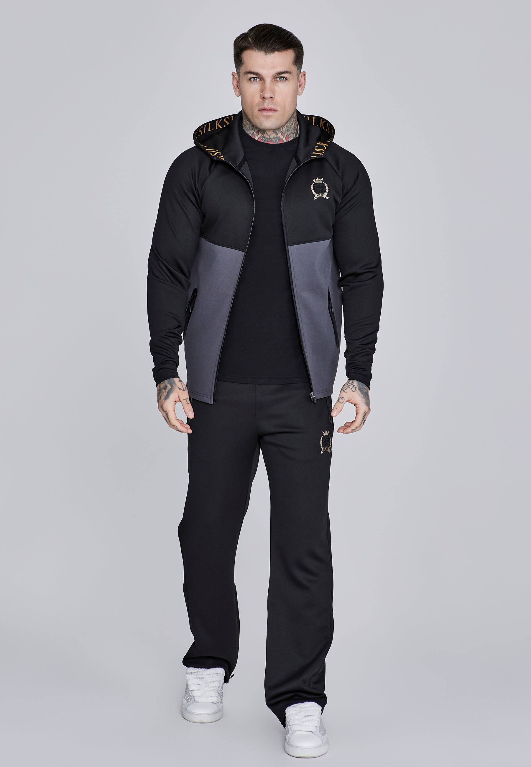 Full Zip Hoodie in Black, Grey Sweat Jackets SikSilk