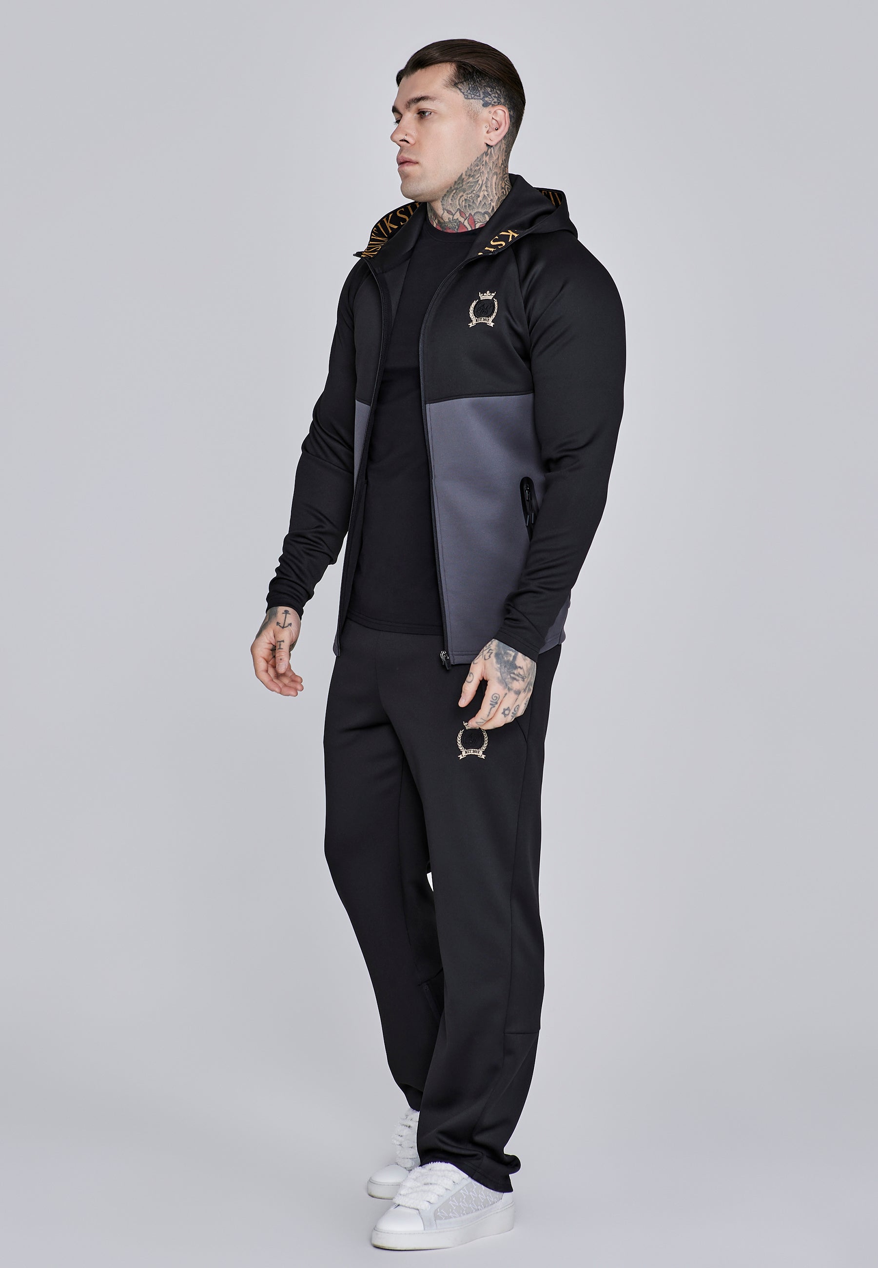 Full Zip Hoodie in Black, Grey Sweat Jackets SikSilk