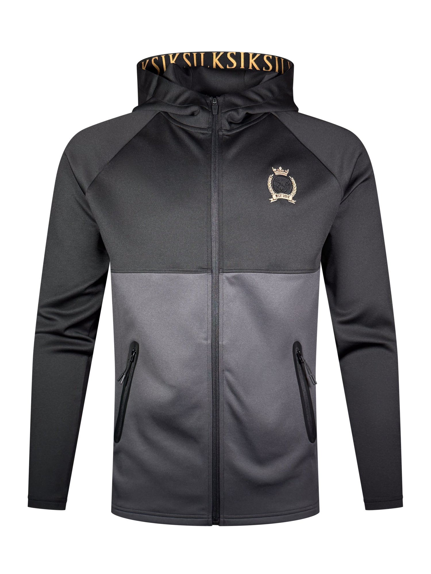 Full Zip Hoodie in Black, Grey Sweat Jackets SikSilk