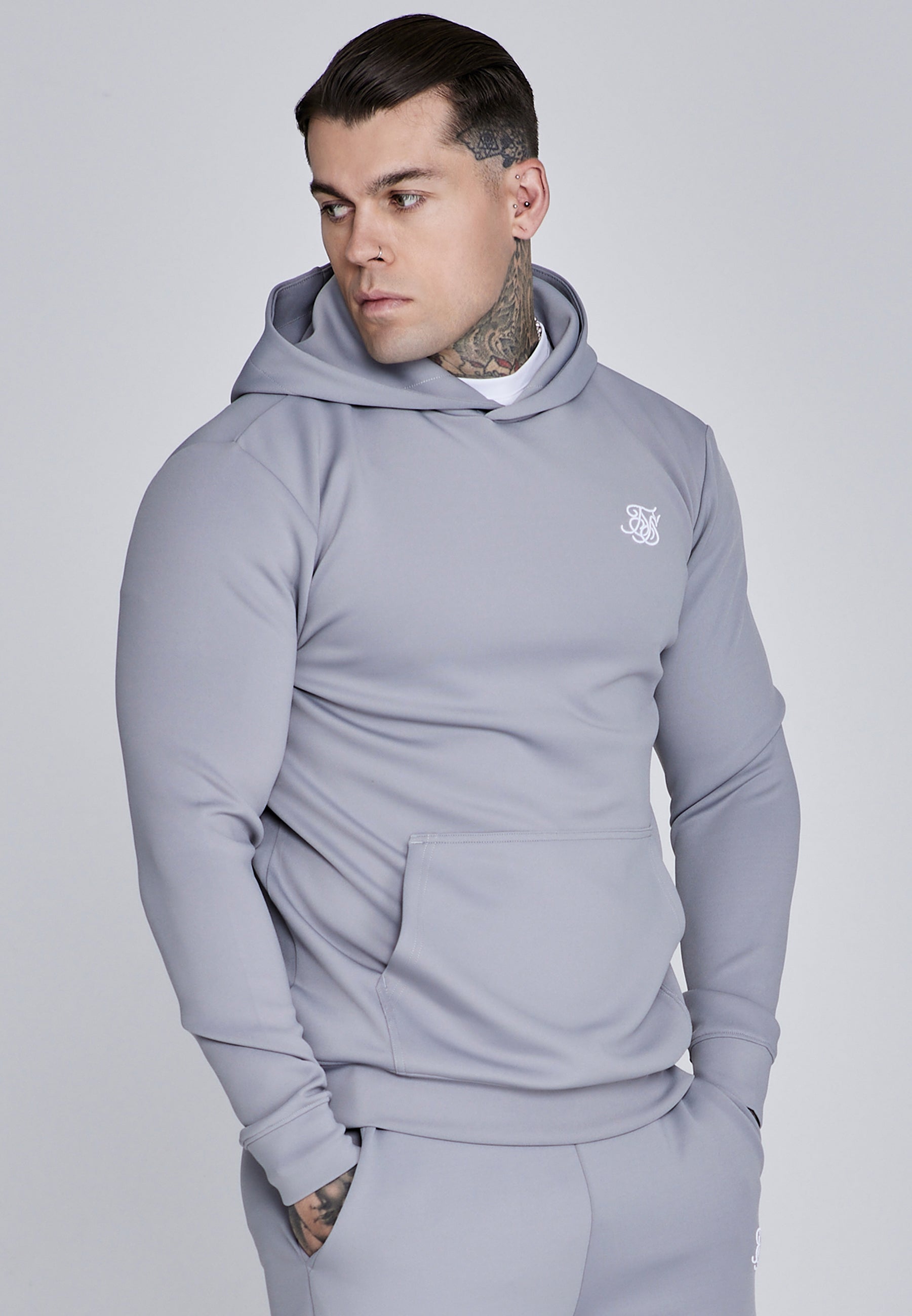 Essentials Poly Hoodie in Grey Hoodie SikSilk