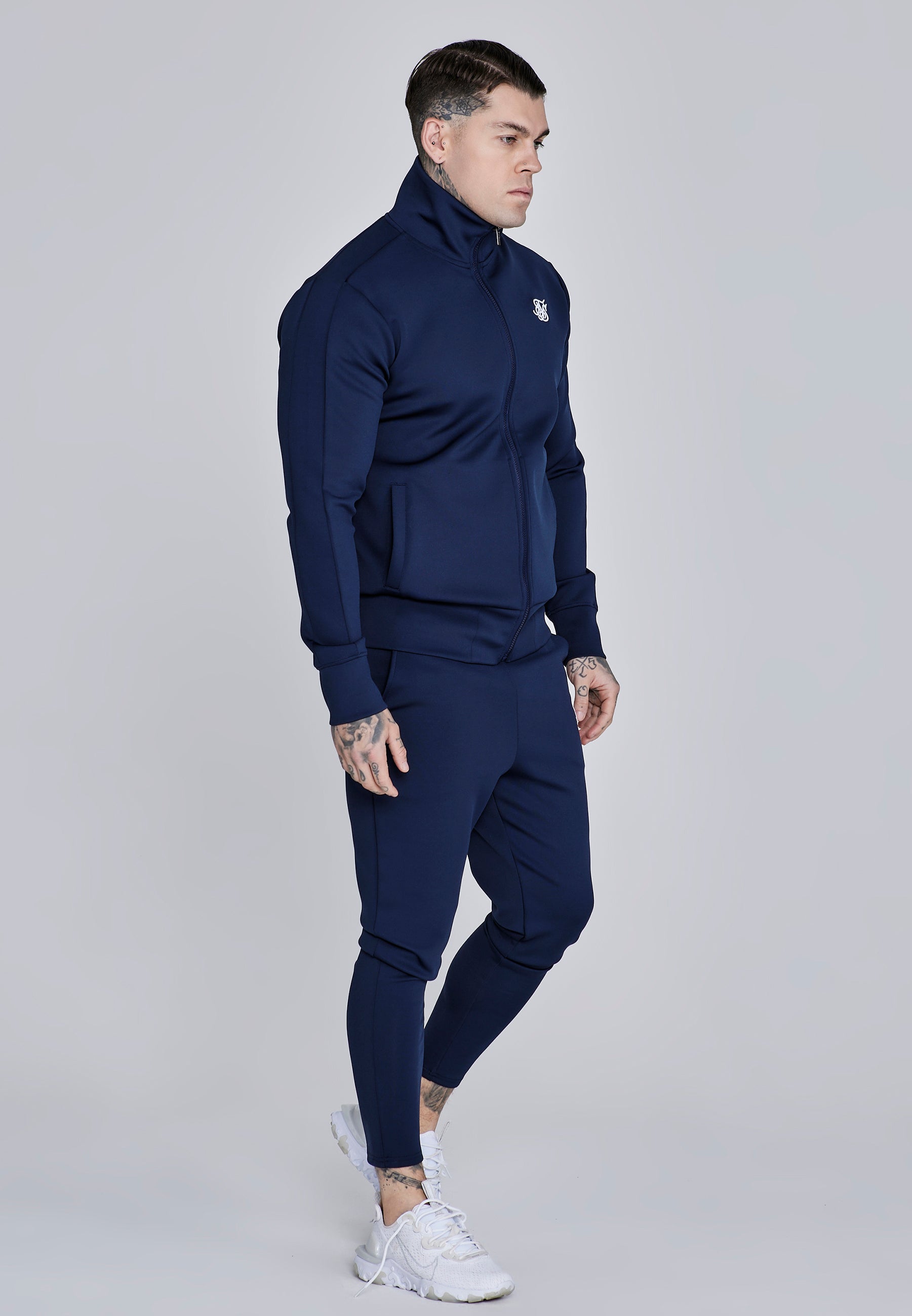 Essentials Poly Track Top in Navy Sweat Jackets SikSilk