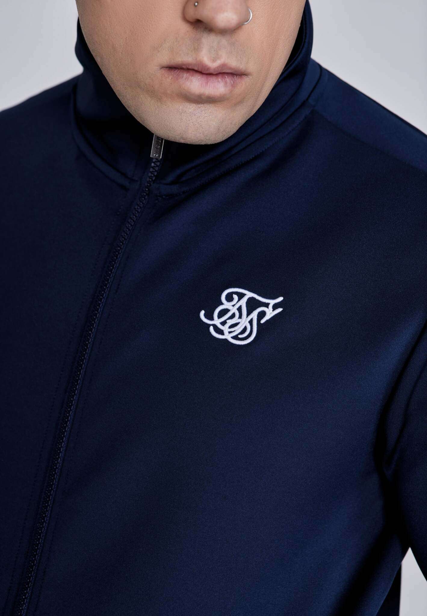 Essentials Poly Track Top in Navy Sweat Jackets SikSilk
