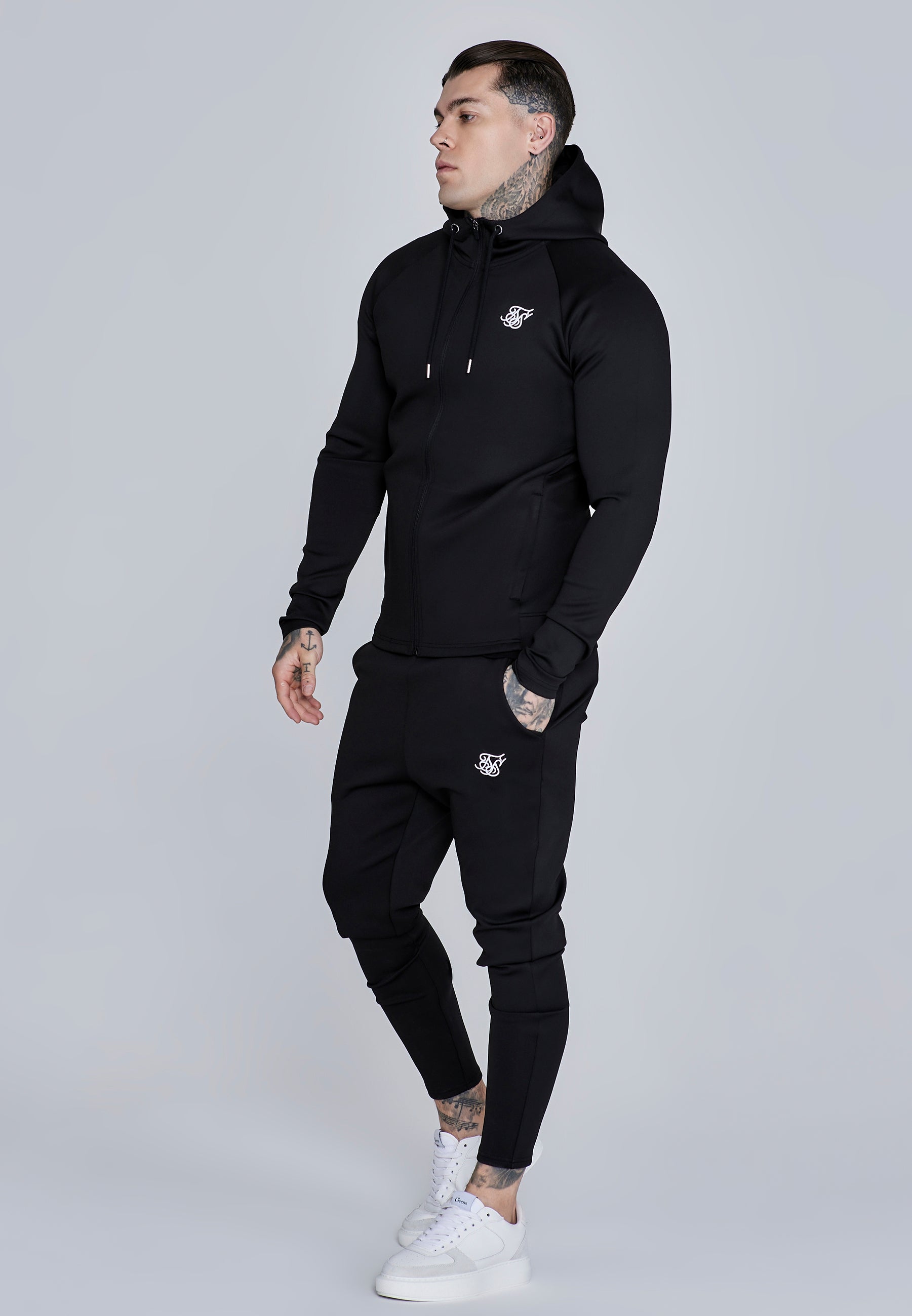 Essentials Poly FullZip Hoodie in Black Sweat Jackets SikSilk